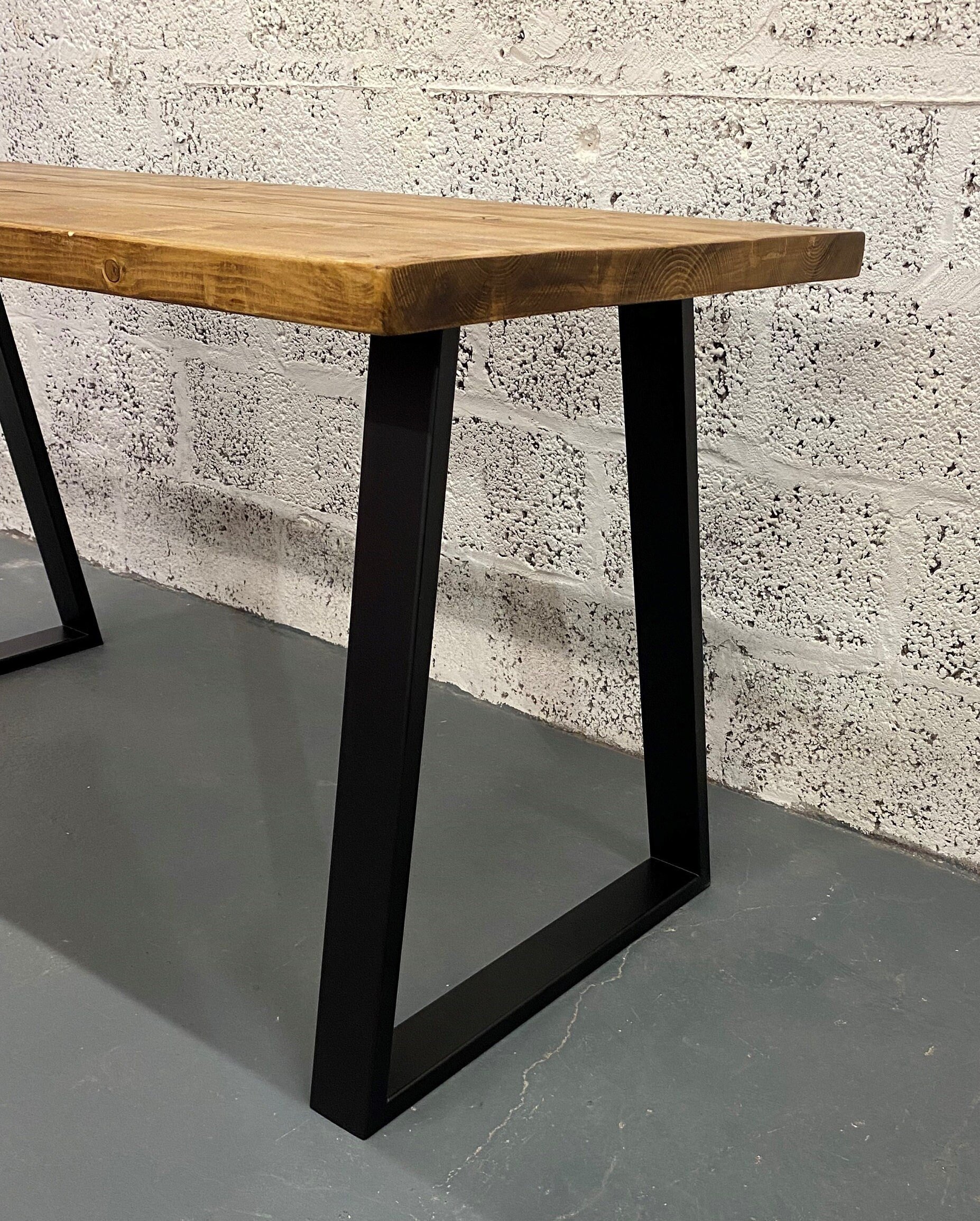rustic solid wood desk pine oak with trapezium box section legs