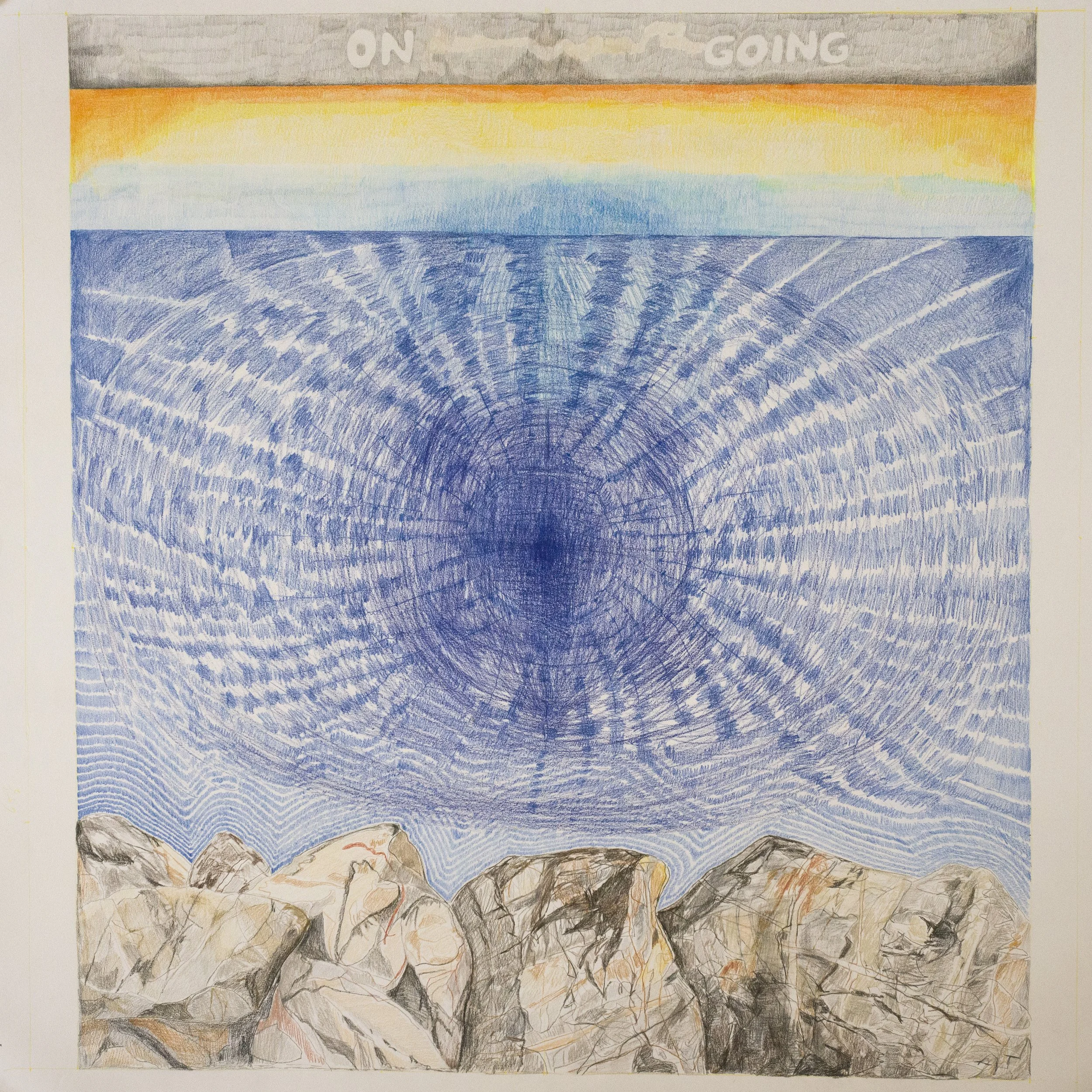 Ongoing, 2025 Coloured pencil on paper.121  x 132cm. (Photo: Ana Koch)
