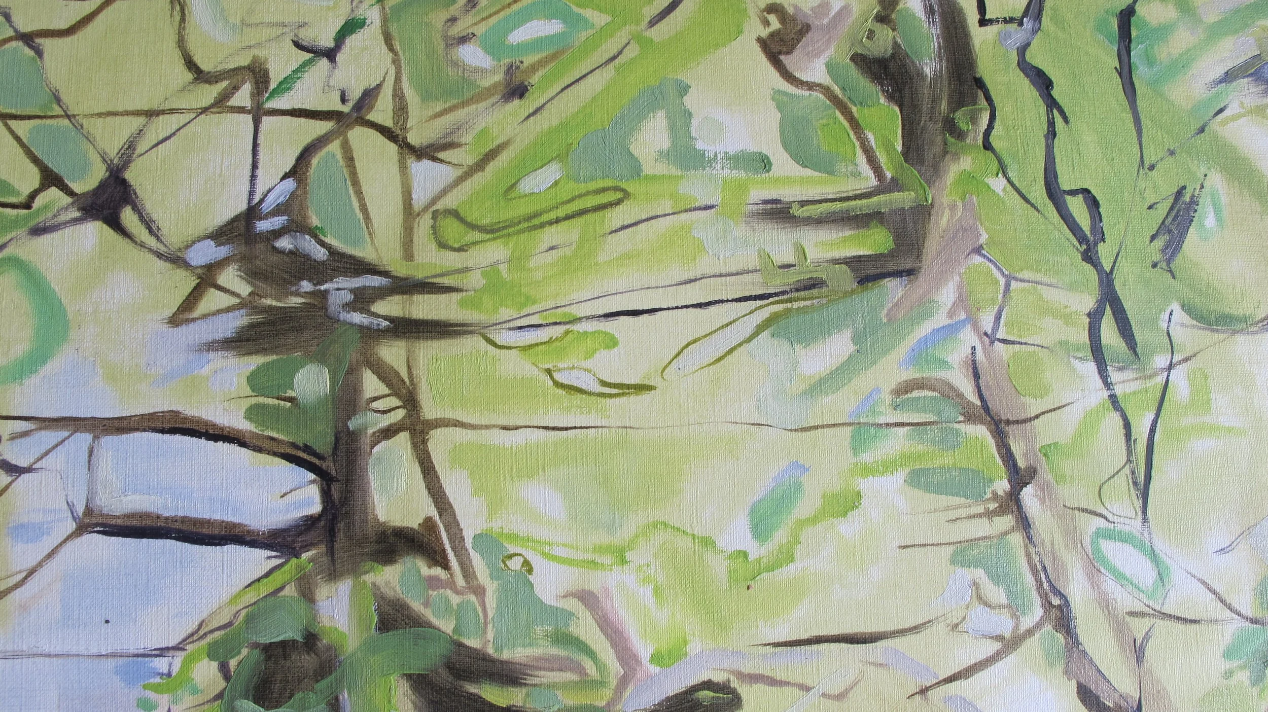 Detail, "Running man 2", 2016. Collage and oil on canvas paper.