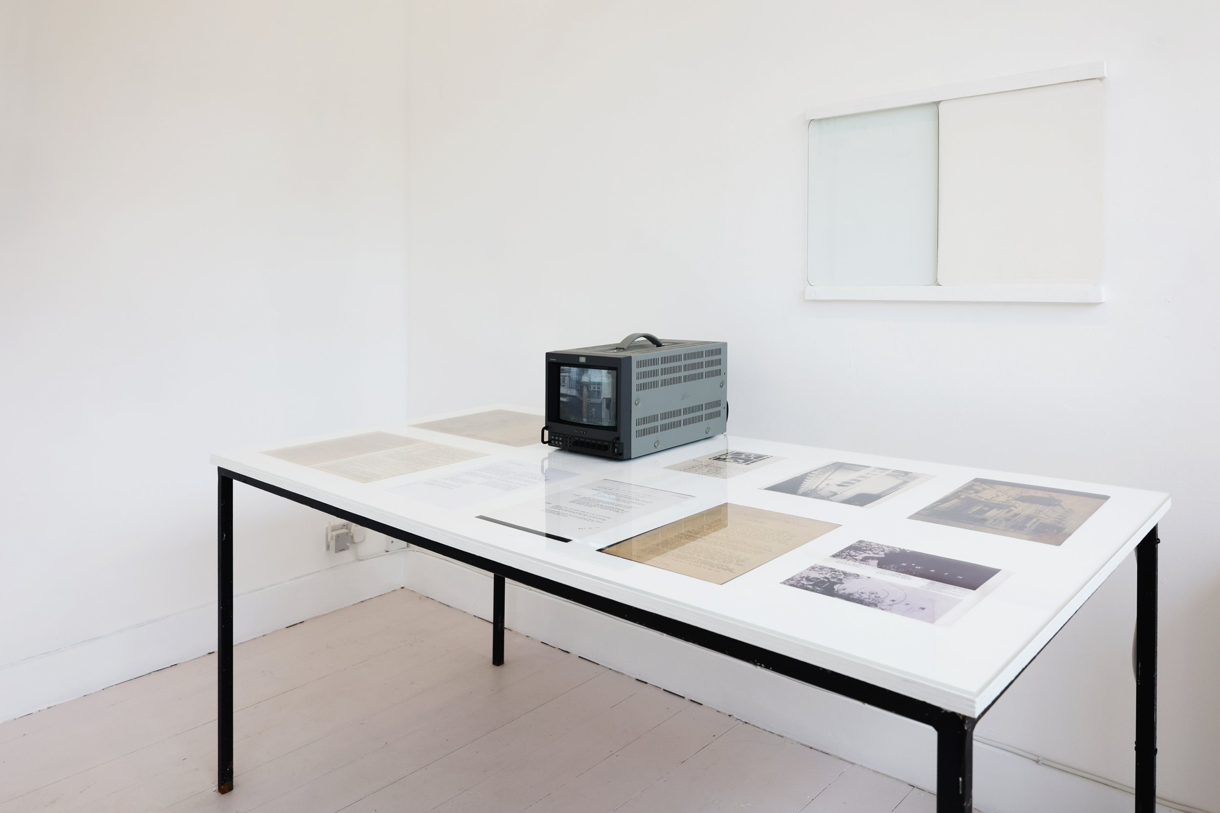   Big Breather  (1972) research material from the John Latham Archive, installation view, Flat Time House, London (12–14 May 2023). Photo: Ariana Martin. 