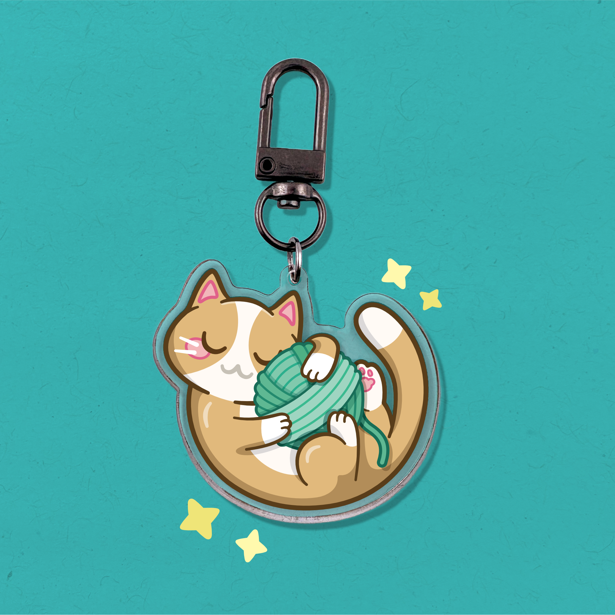 Beige Tabby Keychain