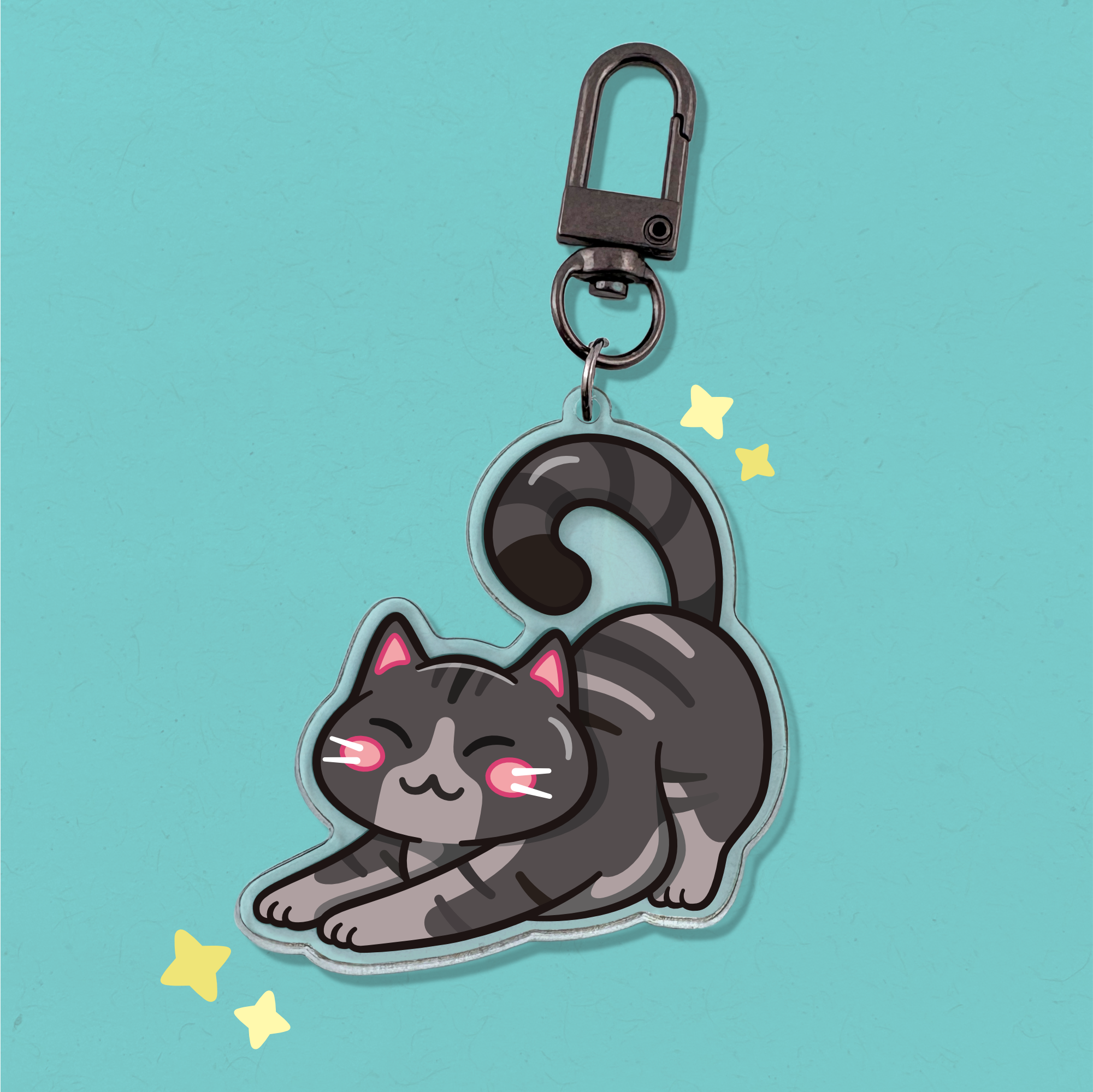 Grey Tabby Keychain