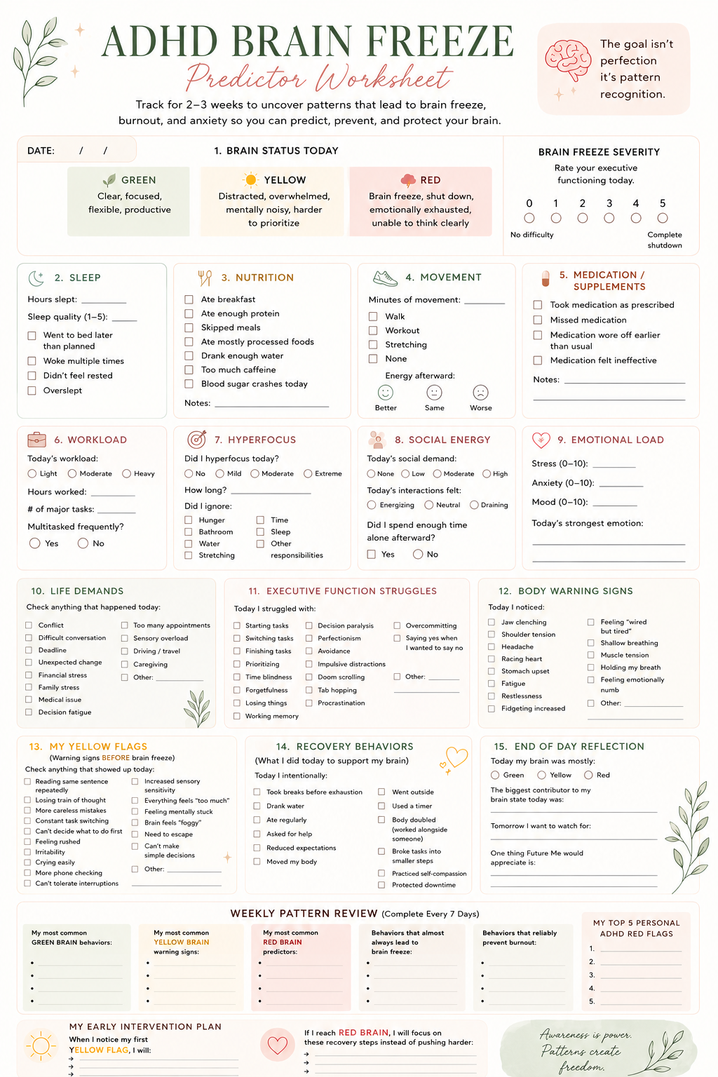 ADHD Tracker Worksheet