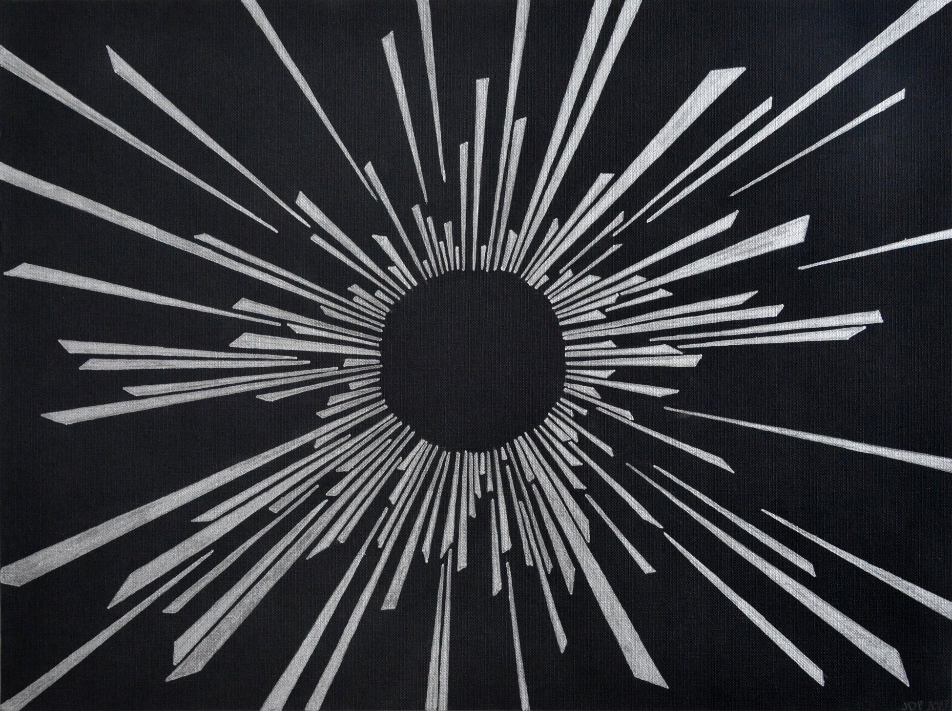 Burst 2, 2022, Metallic ink on black paper, 12 inches x 16 inches, $350