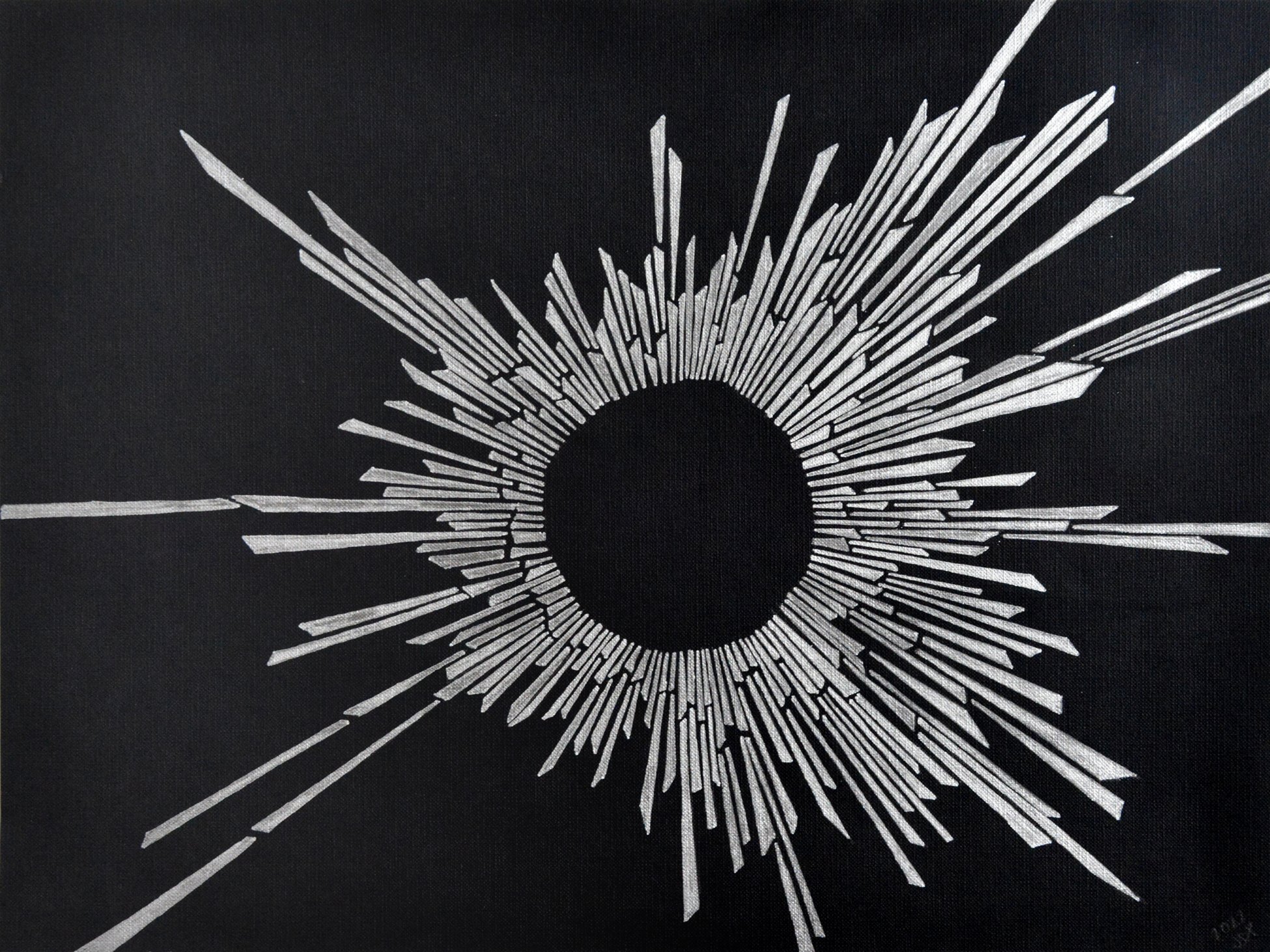 Burst 1, 2022, Metallic ink on black paper, 12 inches x 16 inches, $350