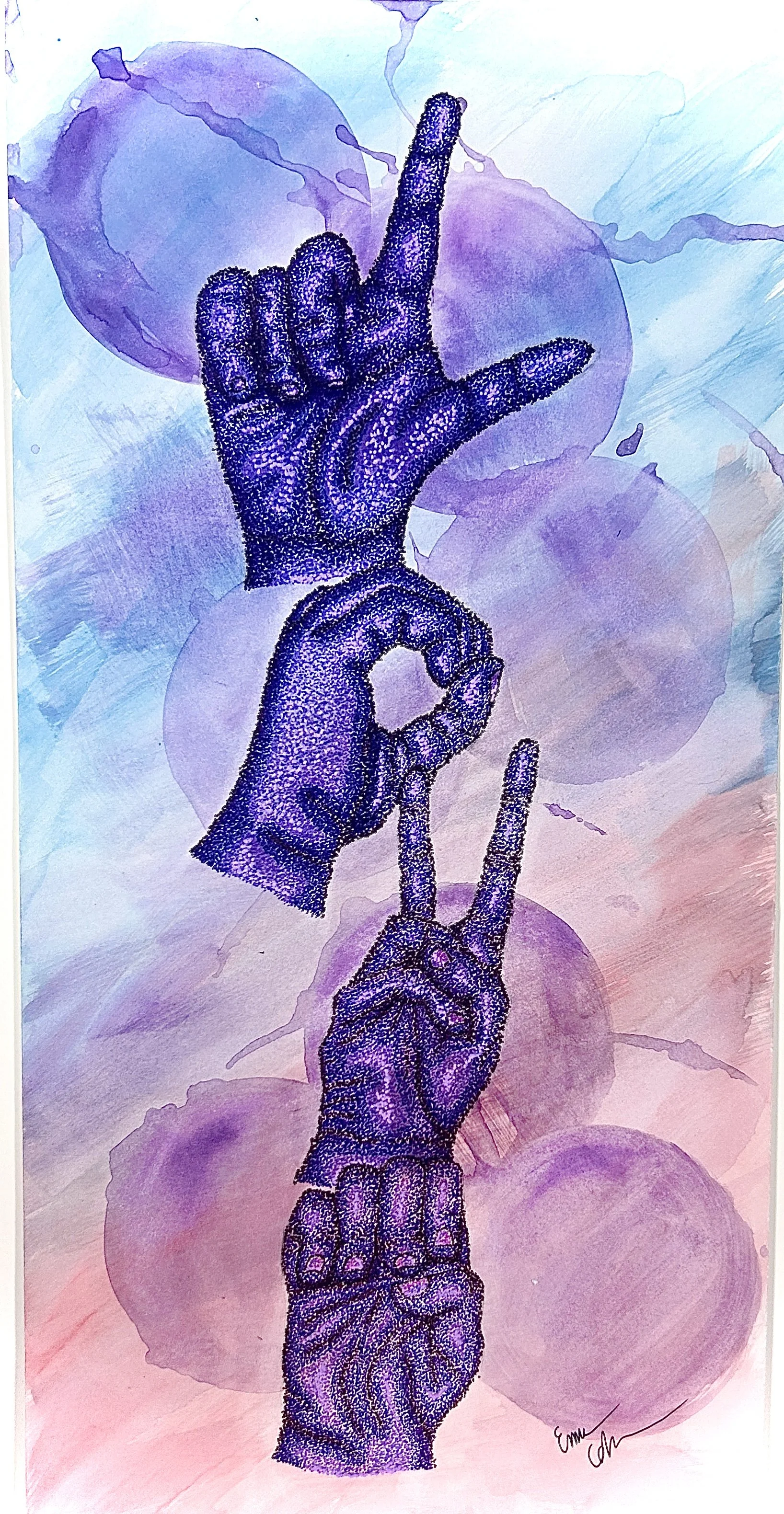 Sign language pointillism piece