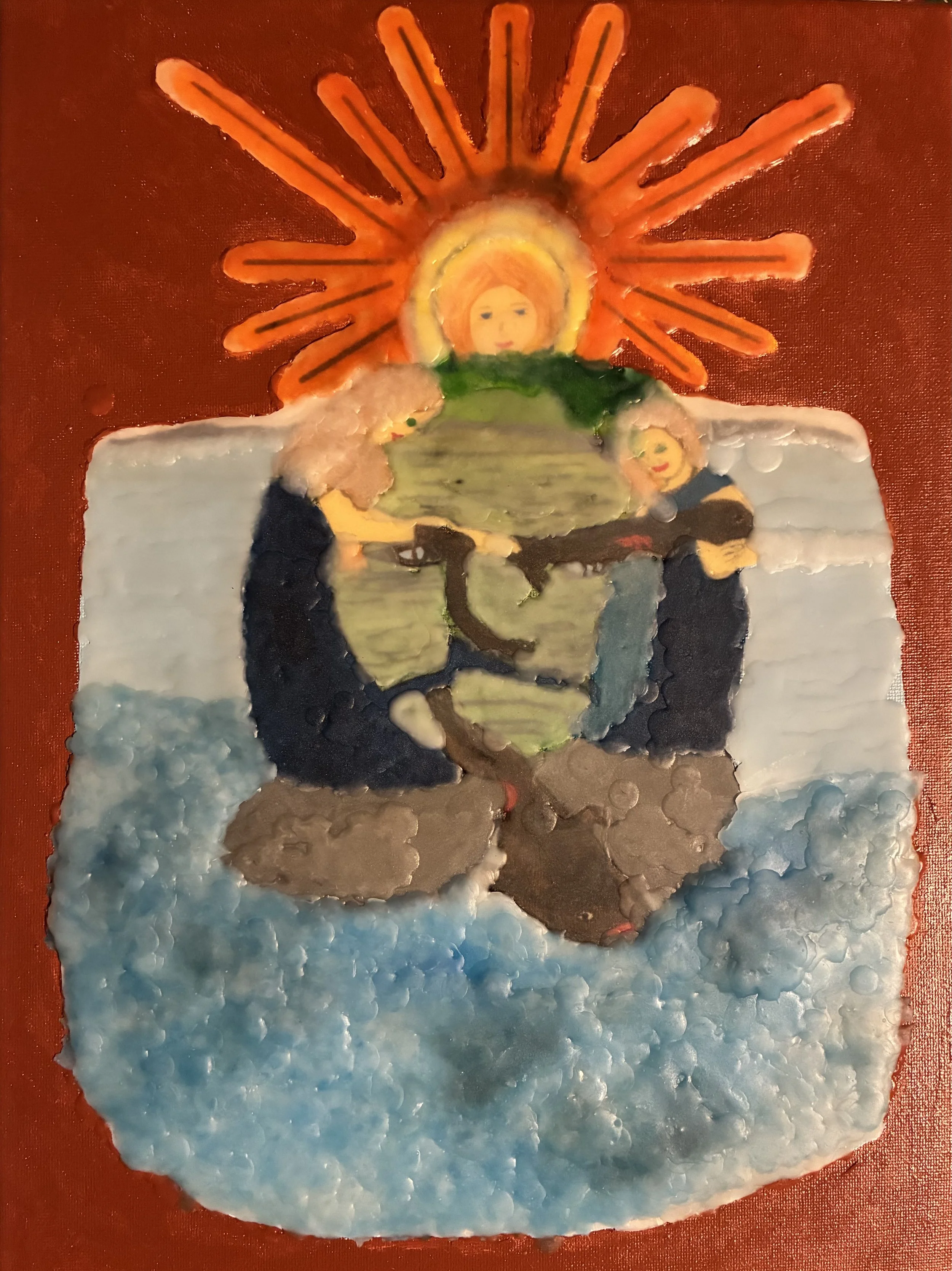 Unique Wax Artwork on Canvas: Jesus Apperance