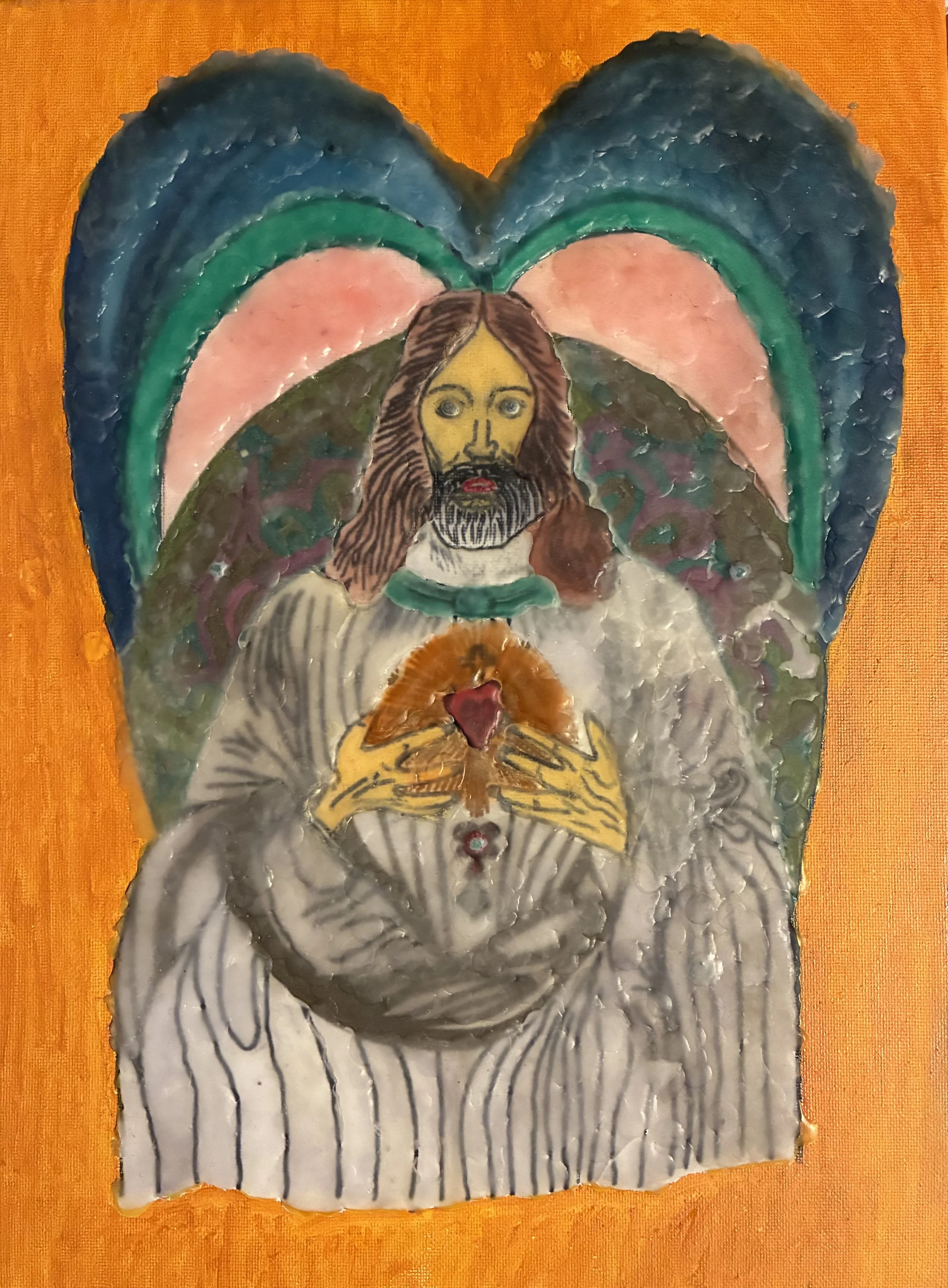 Unique Wax Artwork on Canvas: God