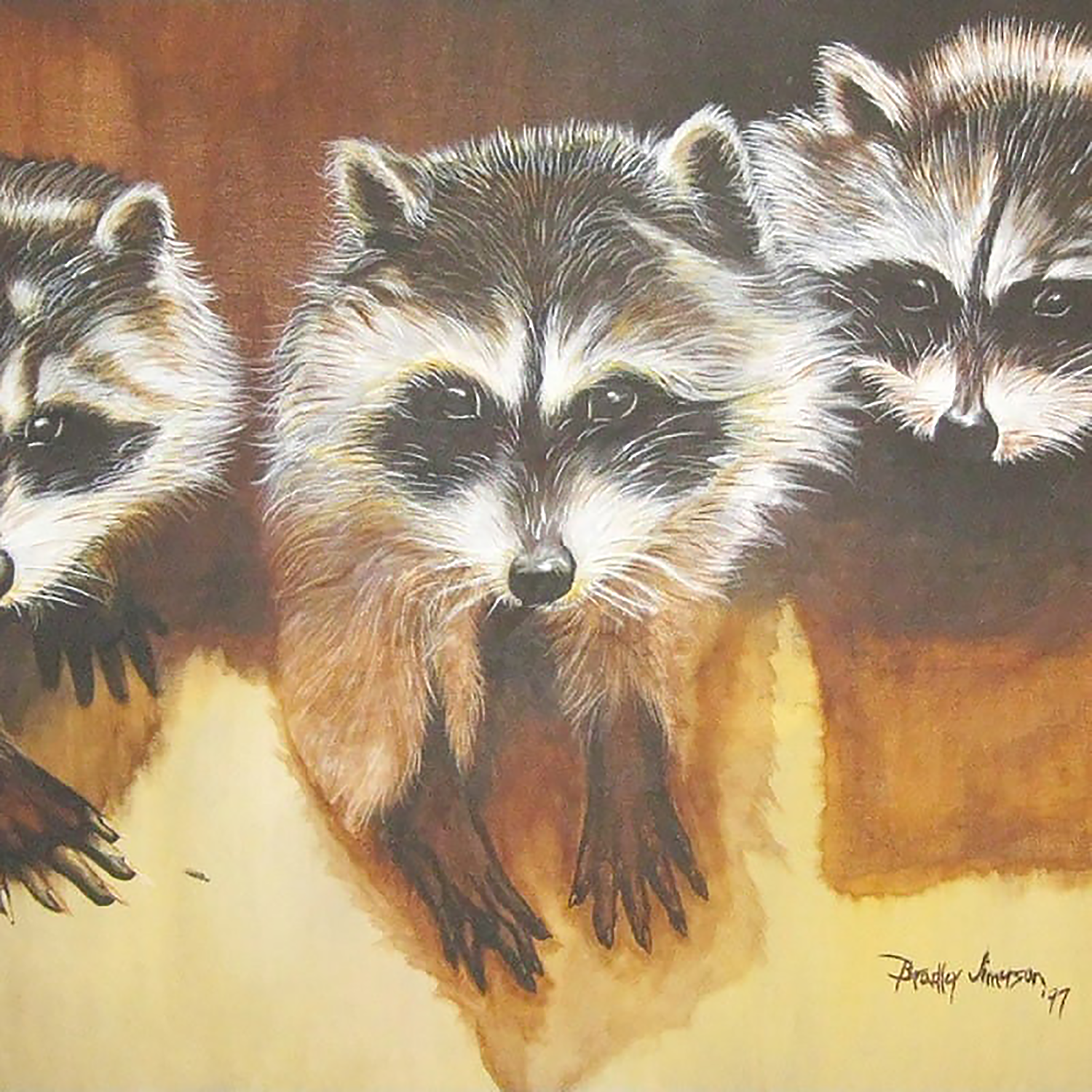 Three Little Rascals 24x18 in. acrylic painting