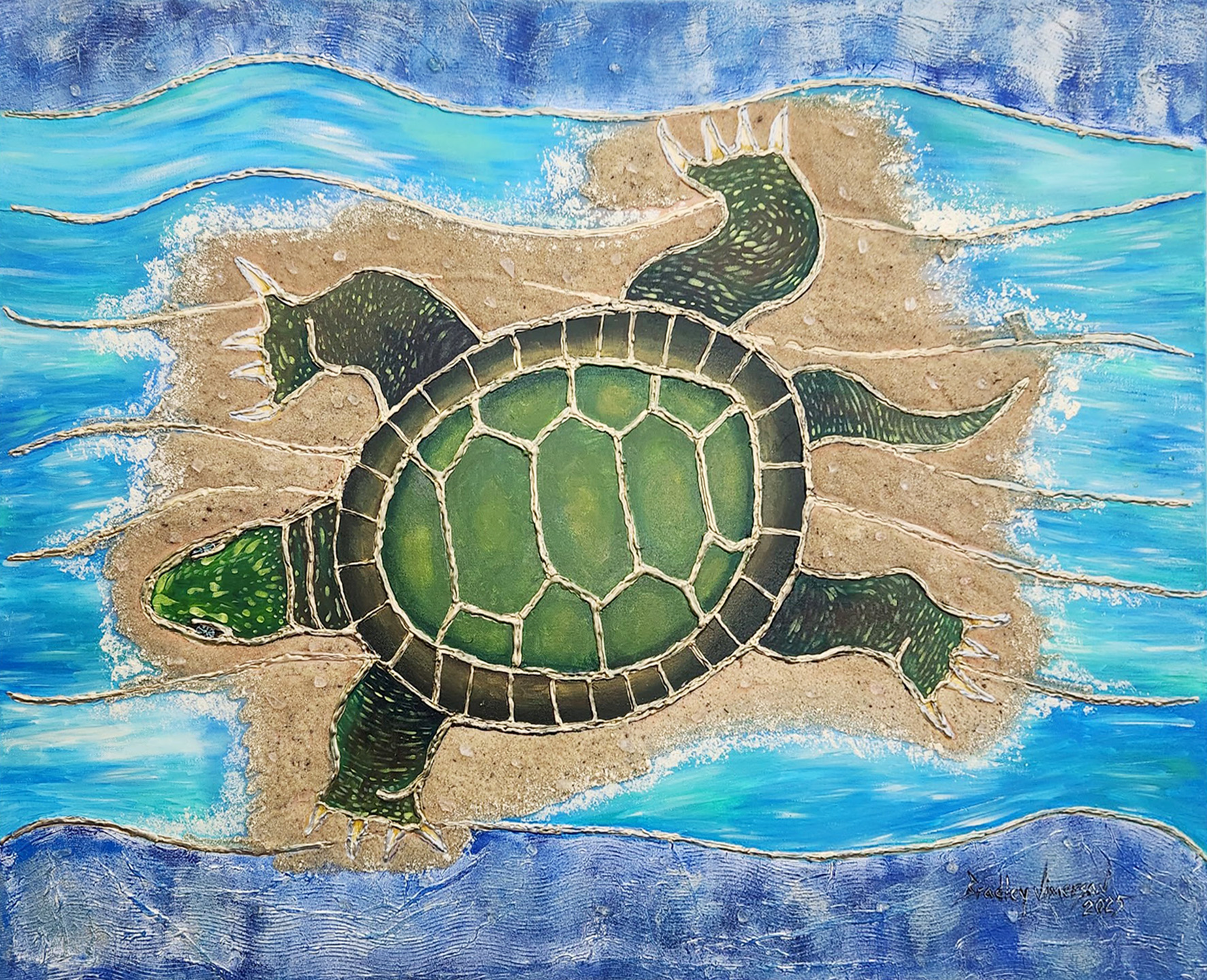  Turtle Island, 3D painting 3x2 ft. mixed media painting