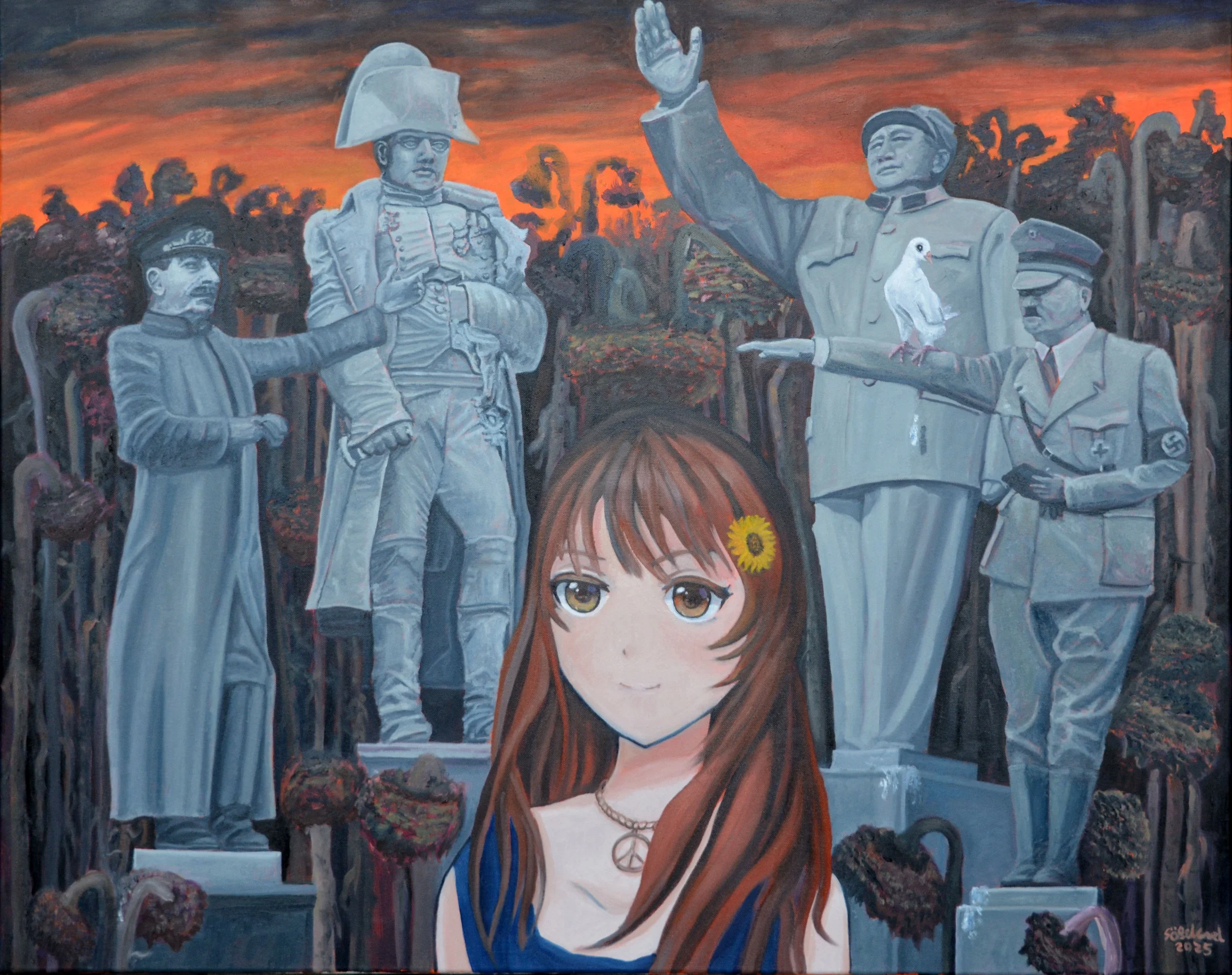 We Want Peace - oil/acrylic on canvas, 80x100 cm, 2025