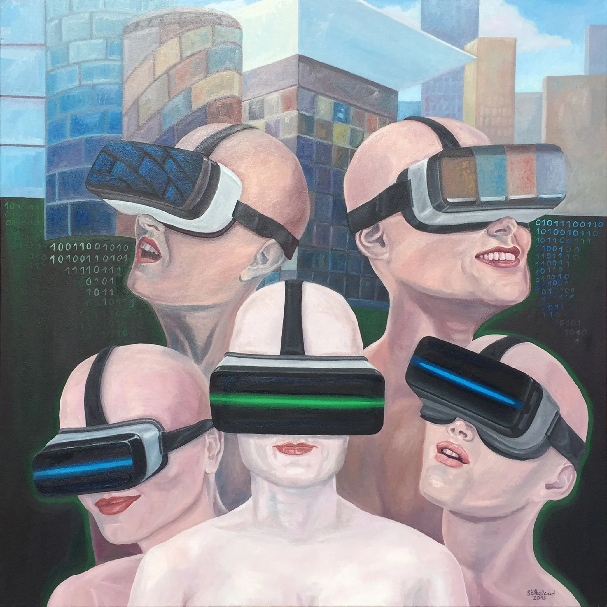 Cyber Magic - oil/acrylic on canvas, 100x100 cm, 2018