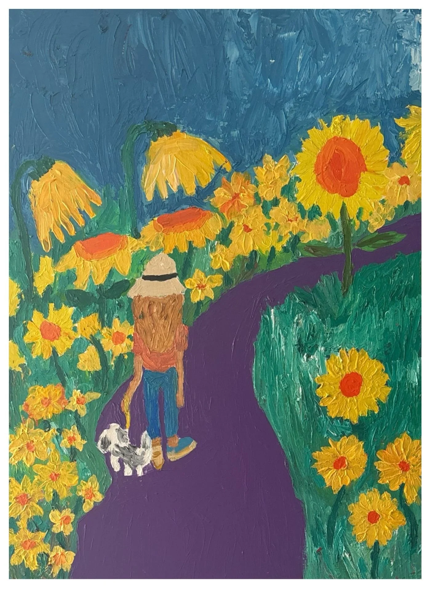 : Sunflower Garden, Acrylic,  Size: 46cm by 65cm