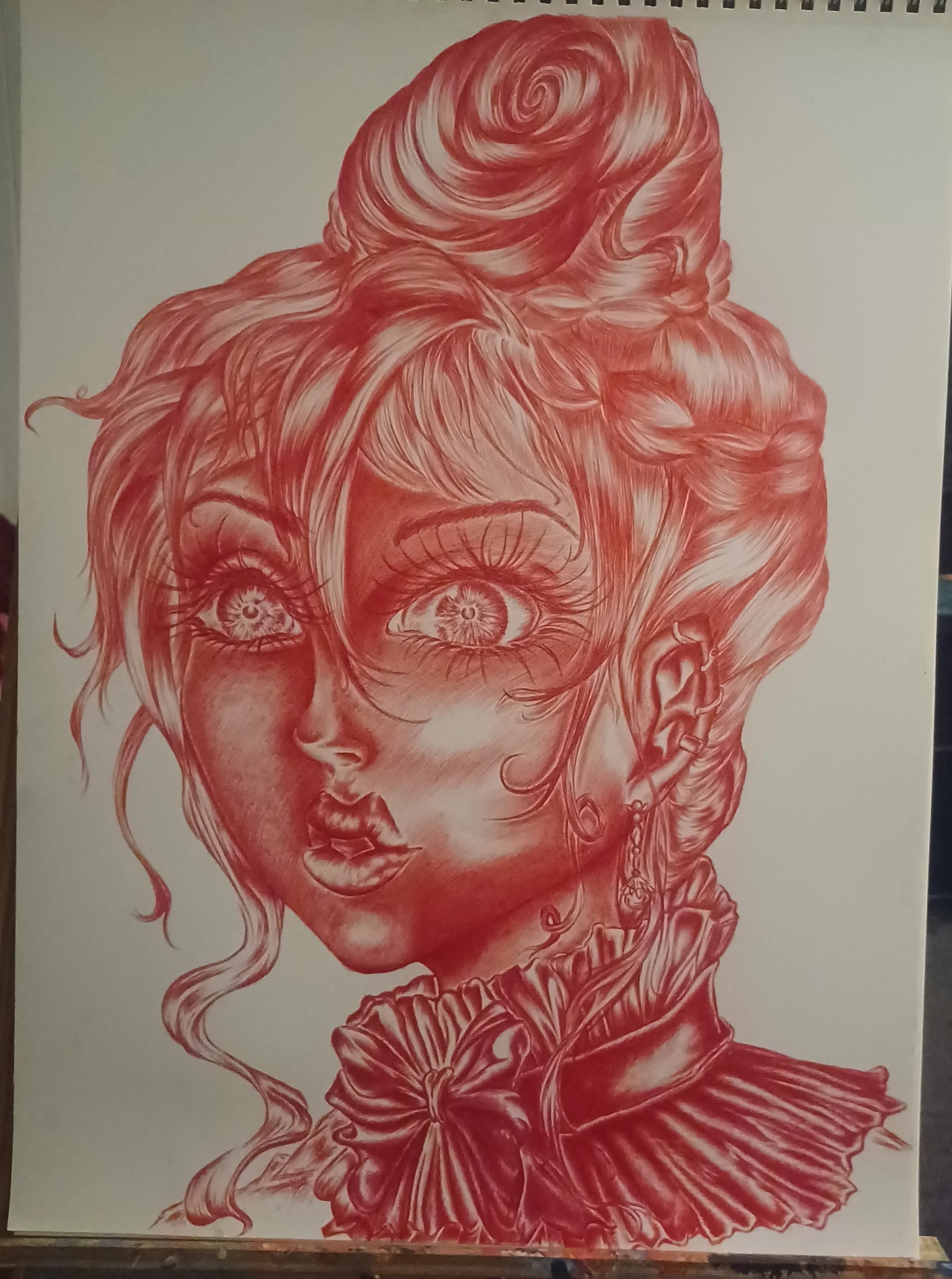  Red Ink Pen Portrait Manga Anime Mythic Hybrid Inspired 24 ×36