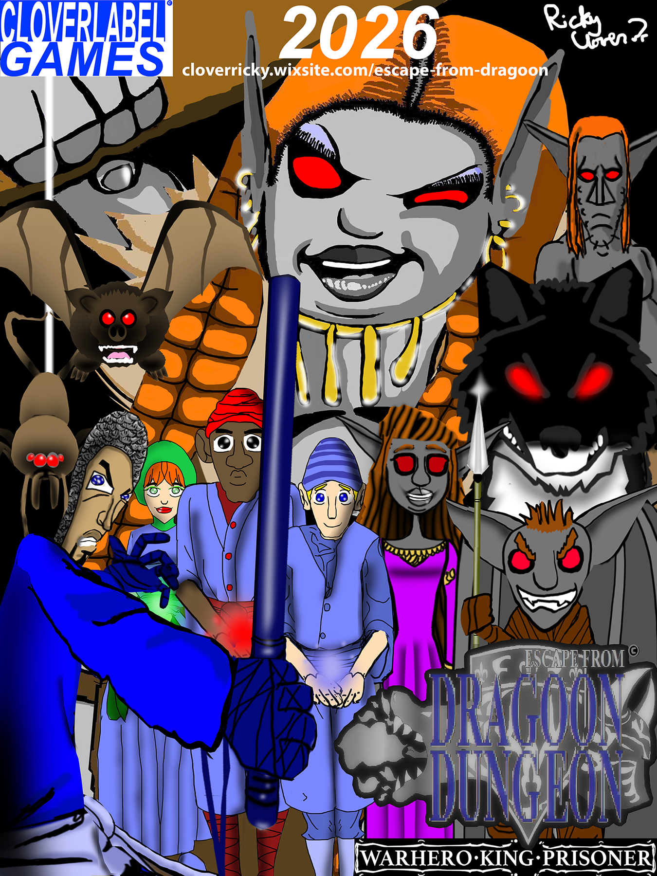 Escape From Dragoon Dungeon poster sketch with website link ECBACC.png