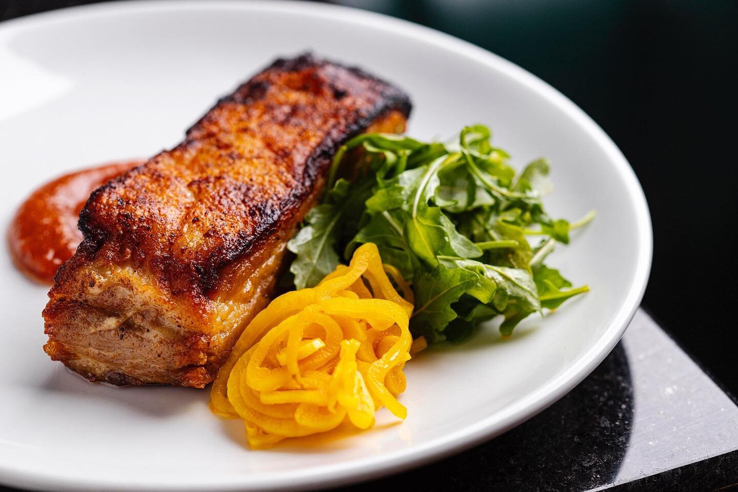 It has been on our menu since we opened. Our Pork Belly appetizer is not to be missed! Served simply with Turmeric pickled Shallots, Arugula &amp; our very own King&rsquo;s Sauce. Make your reservation and join us tonight for Dinner!
.
.
.
📸 : @gnar