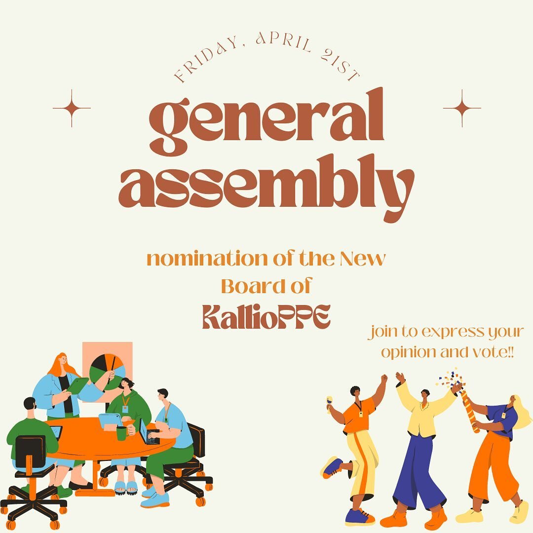 The Nomination General Assembly will take place next Friday, the 21st!

At a General Assembly, you can vote on all KallioPPE matters and discuss the boards proposals. 
At this GA, we will give an update on the financial situation, vote on the the sev