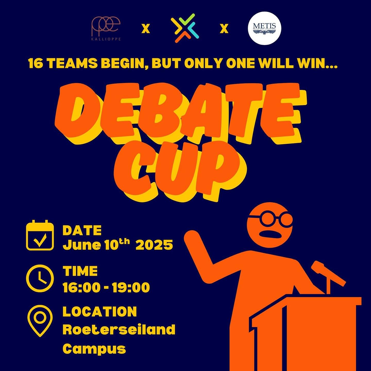 It&rsquo;s back, and it&rsquo;s better than ever! 💪

We cannot wait to bring you AIM&rsquo;s annual Debate Cup, with VU (KallioPPE) and Utrecht University (Metis).

📅Tuesday, June 10th 
⏰16:00 - 19:00
📍Roeterseiland Campus
🎟️Free! Sign up now!

C