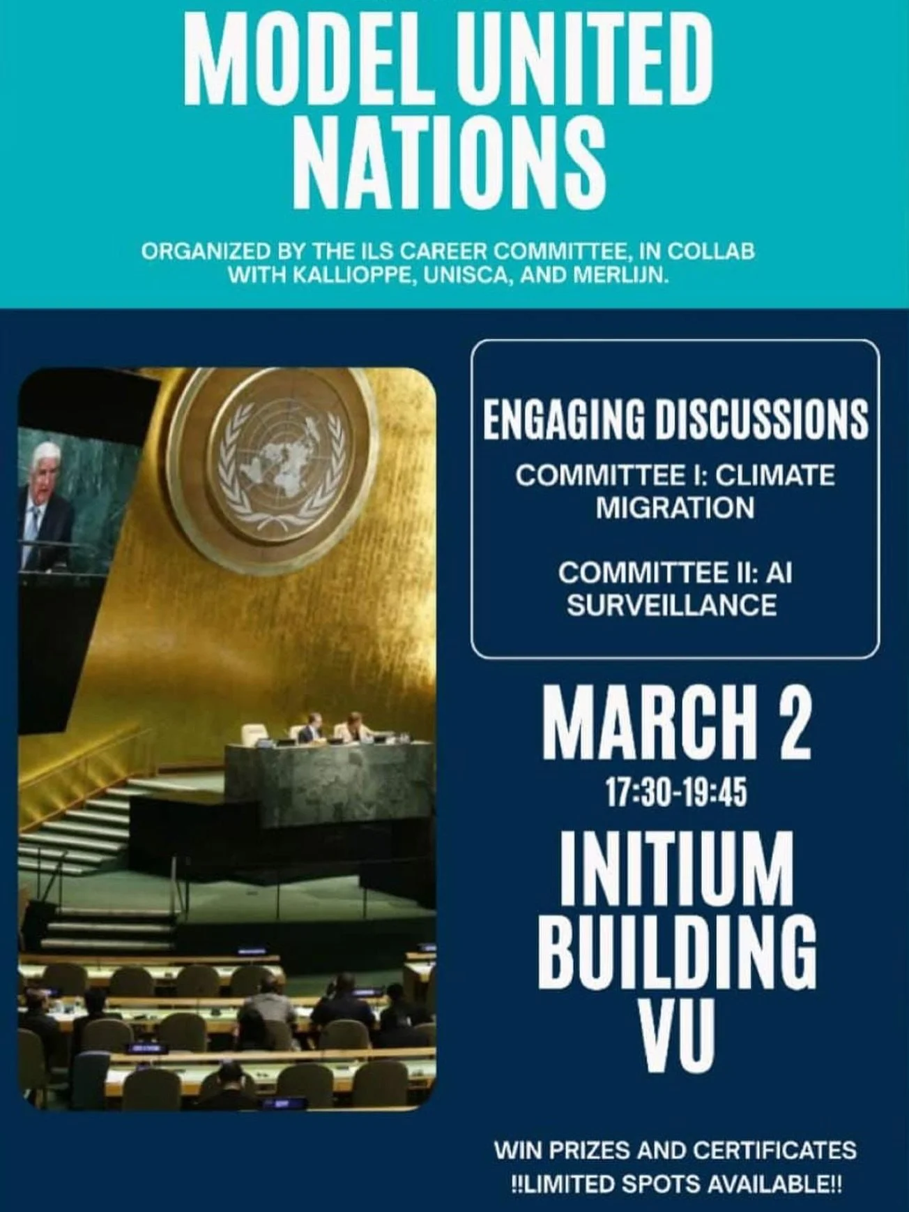 🎓🇺🇳🎤 KallioPPE is once again organising Model United Nations, this time in collaboration with ILS and several other VU Associations! Sign up for an exciting and stimulating conference beginning of March. Spots are limited so sign up ASAP!