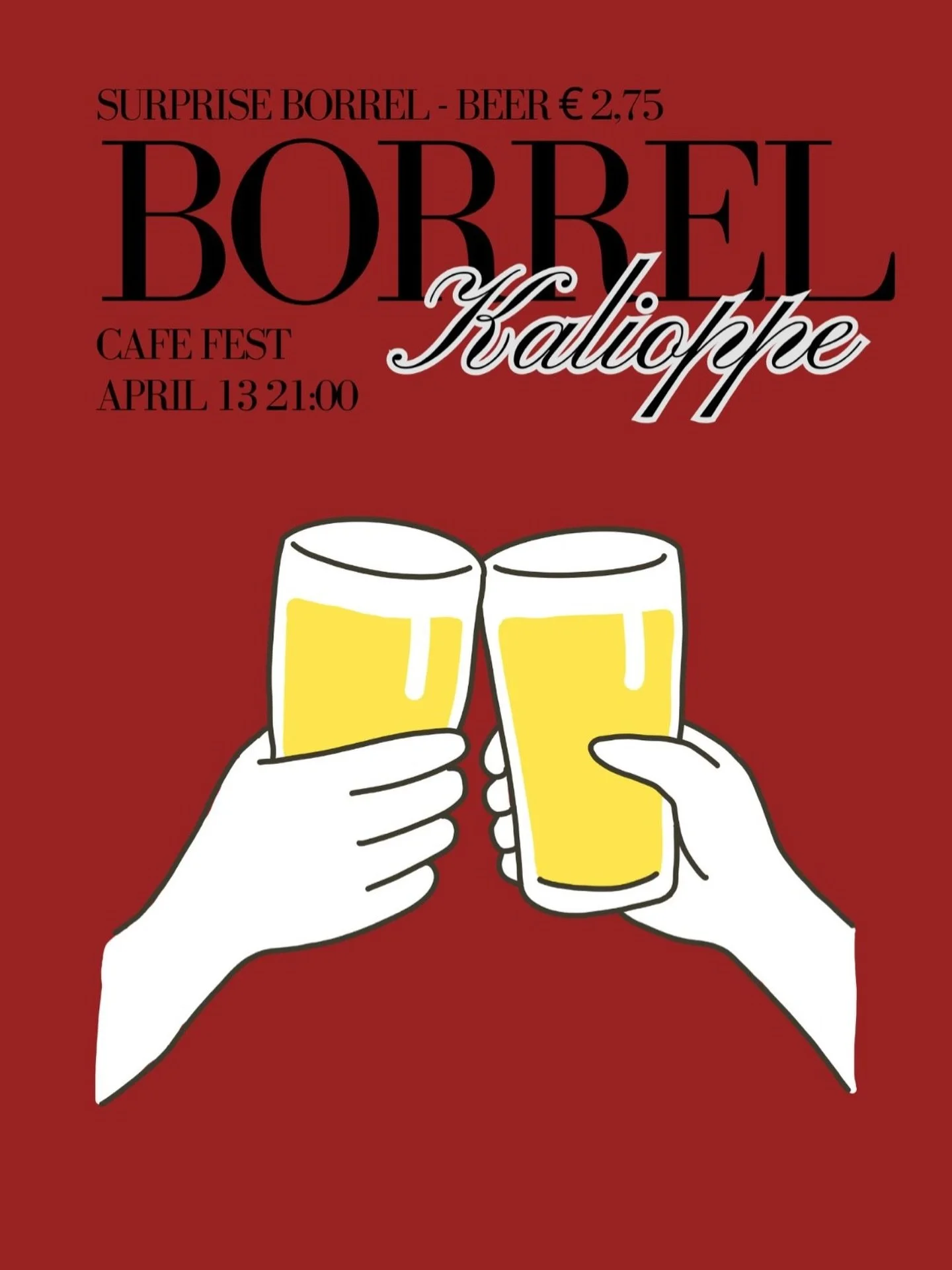 It&rsquo;s time for a surprise borrel!! 
Join us tonight at Cafe Fest and enjoy cheap beer (only 2.75&euro; 🤯) Start the week right and catch up with your friends over some drinks 🍻🌟