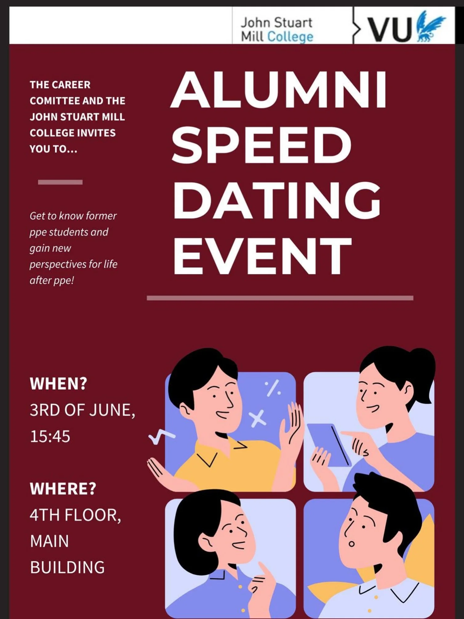 We are delighted to announce our second PPE Alumni Speeddating Event! 

This gives you the opportunity to meet the people who went before you on the Fourth Floor, and ask them everything about life after PPE. 🌟

We will announce the alumni in the up