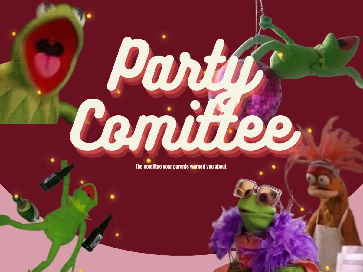 Hey, we are the party committee!! We organize all the fun parties and borrels during the year ✨ We’re looking forward to having some amazing nights with everyone 🍻 Cheers - your party committee