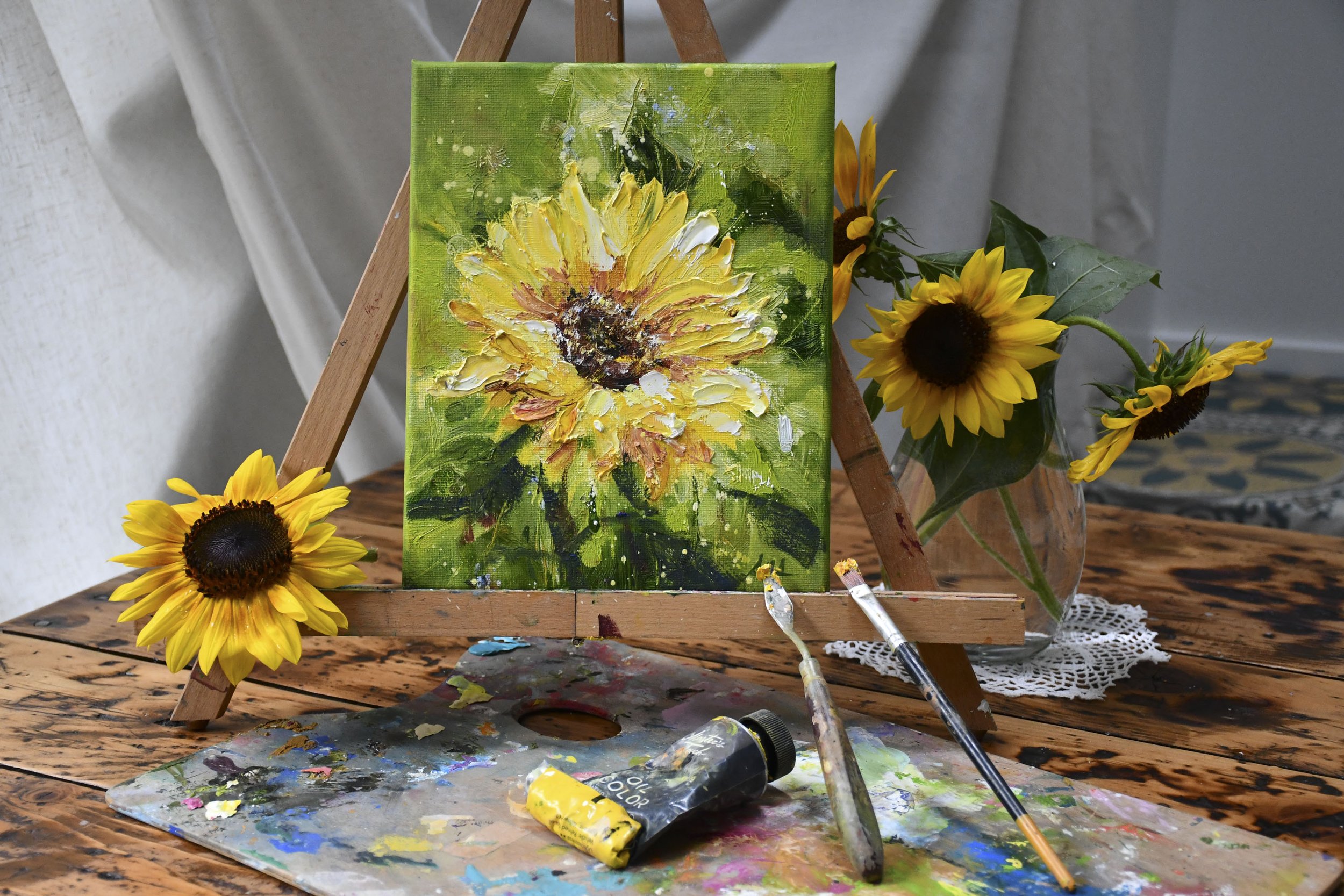 Sunflower Original Art With Sunflower Home Decor Sunflower Gift Wall Art Sunflower Yellow Sunflower