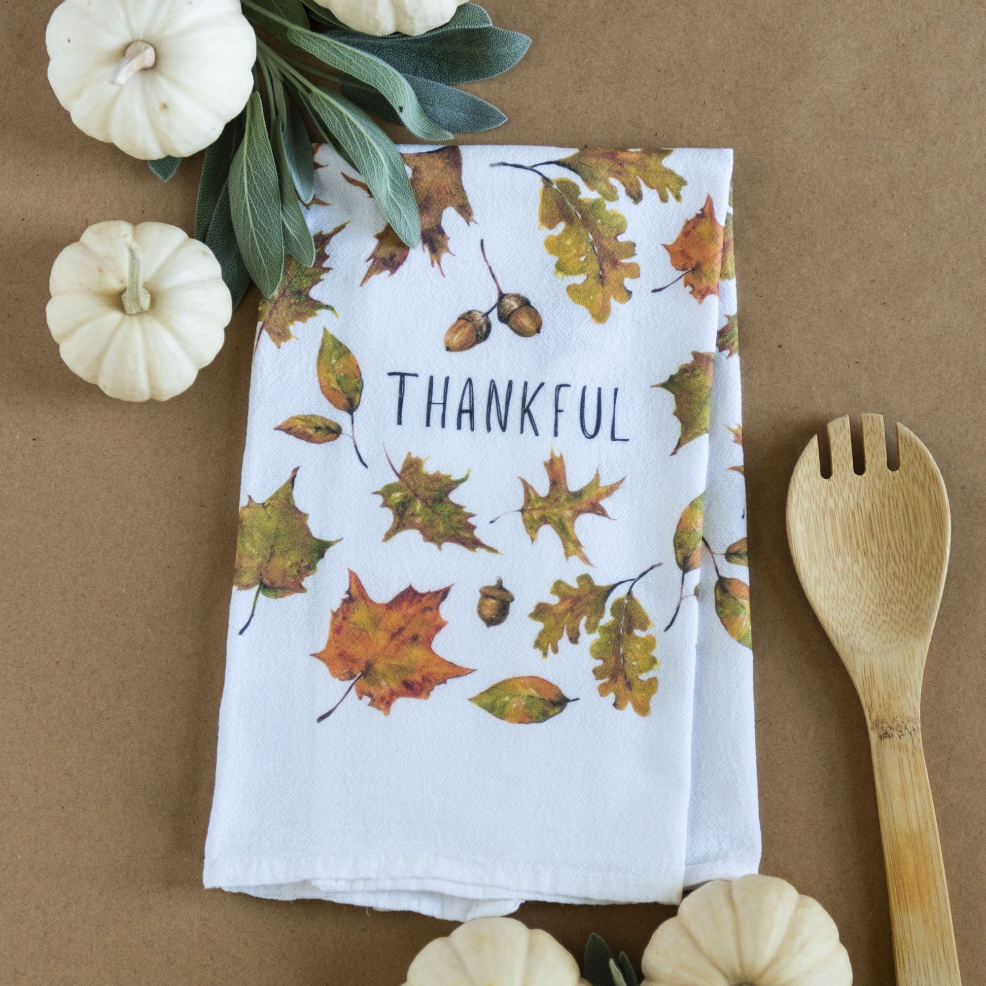 Fall Tea Towel Thankful Napkin Fall Foliage Towel Autumn Thanksgiving Towel Host Gift Hostess Gift