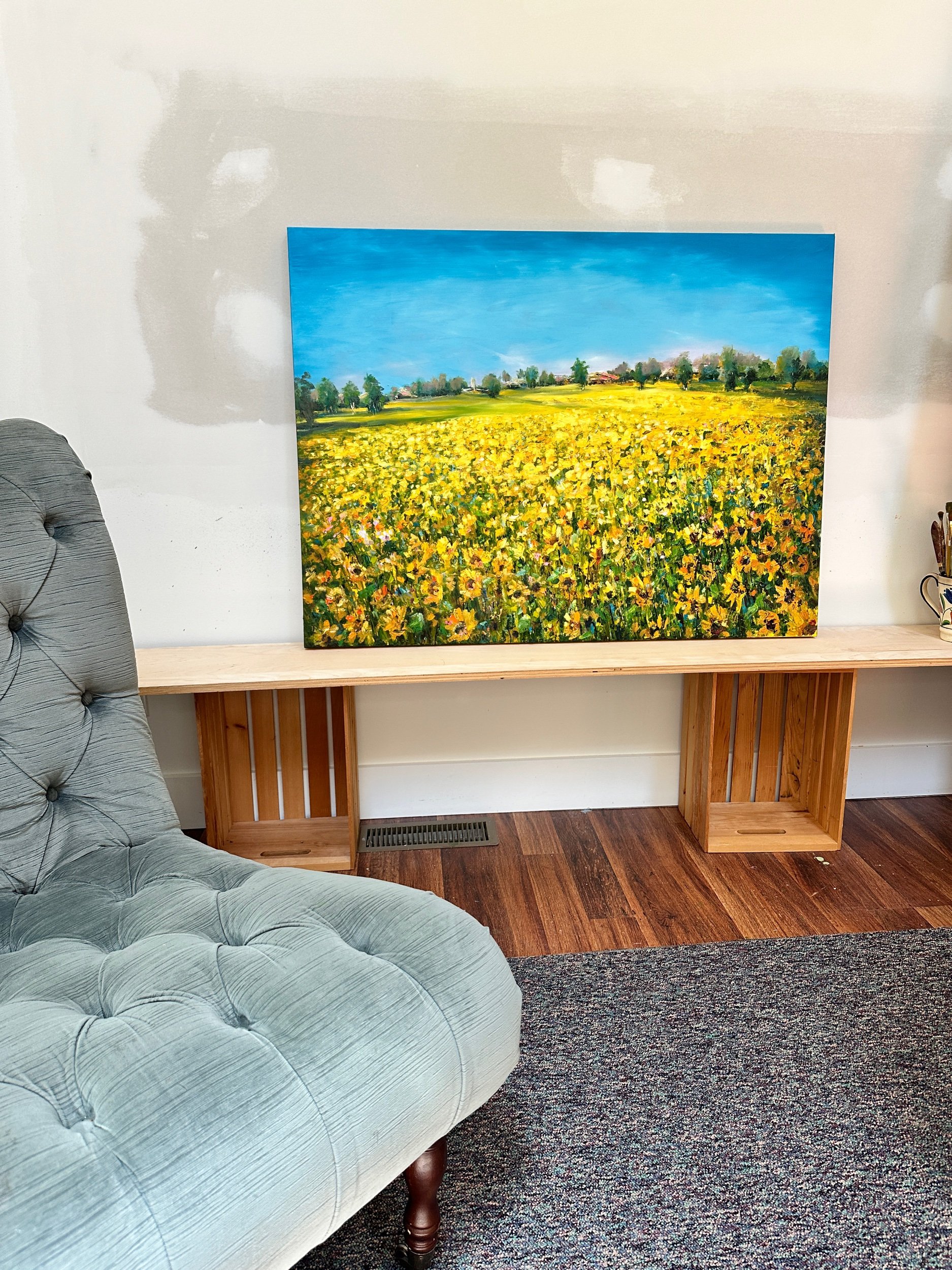 Sunflower Painting Sunflower Field Oil Painting Sunflower Art with Sunflower Wall Art Original