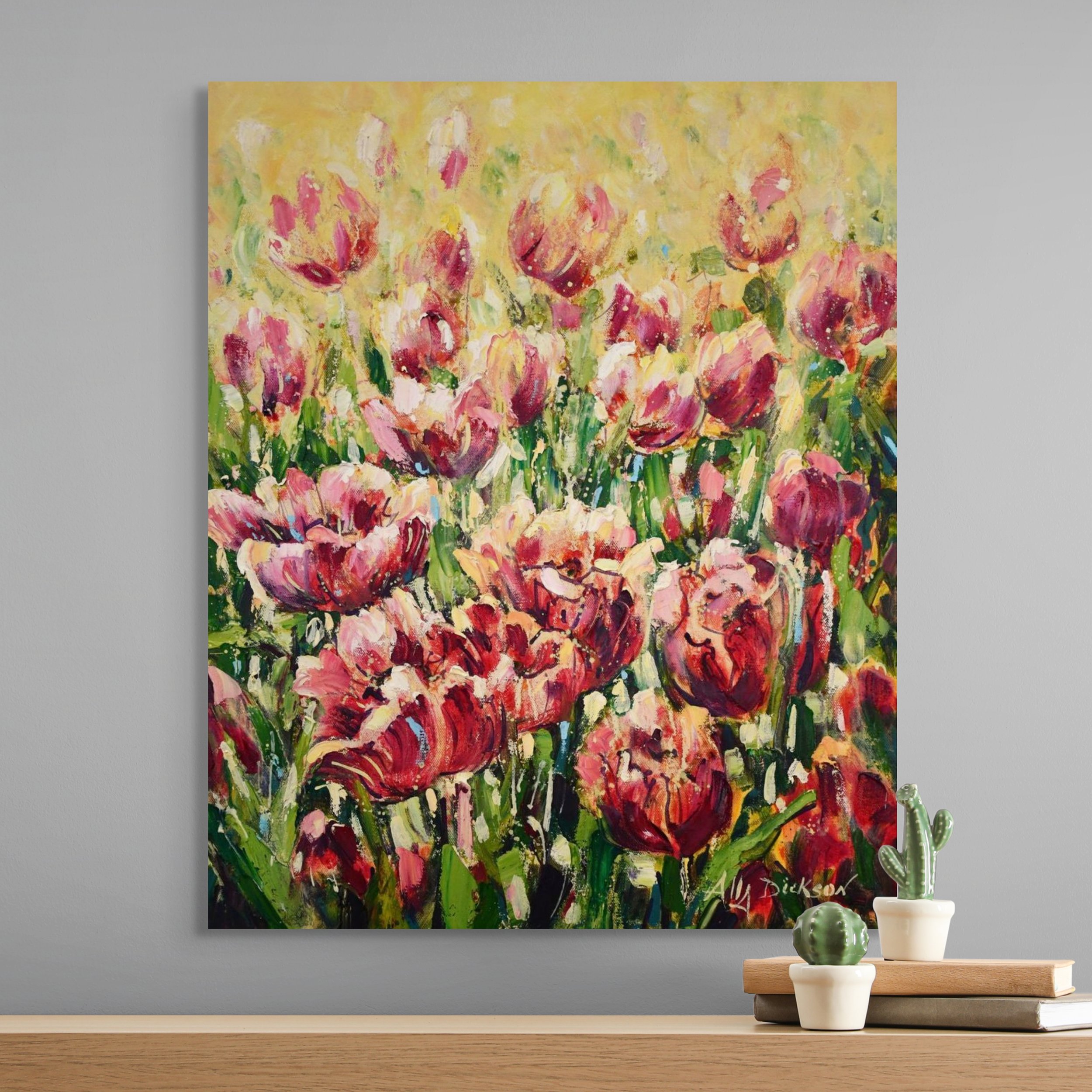 Bright Tulip Painting Abstract Floral Wall Art Tulip Art Gift for