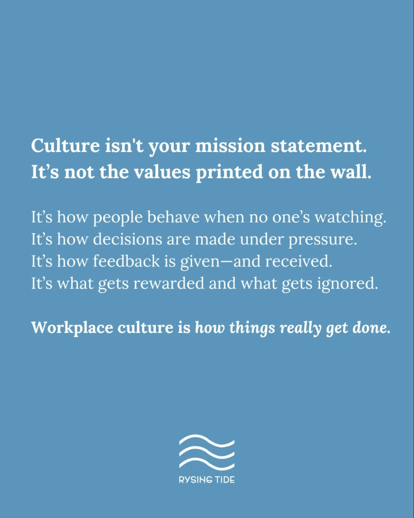 Too often, leaders focus on strategy and overlook the invisible engine driving results: culture. But if your culture doesn&rsquo;t support your goals, it will quietly sabotage them. Every time.

So, what actually shapes culture?
 &bull; Leadership be