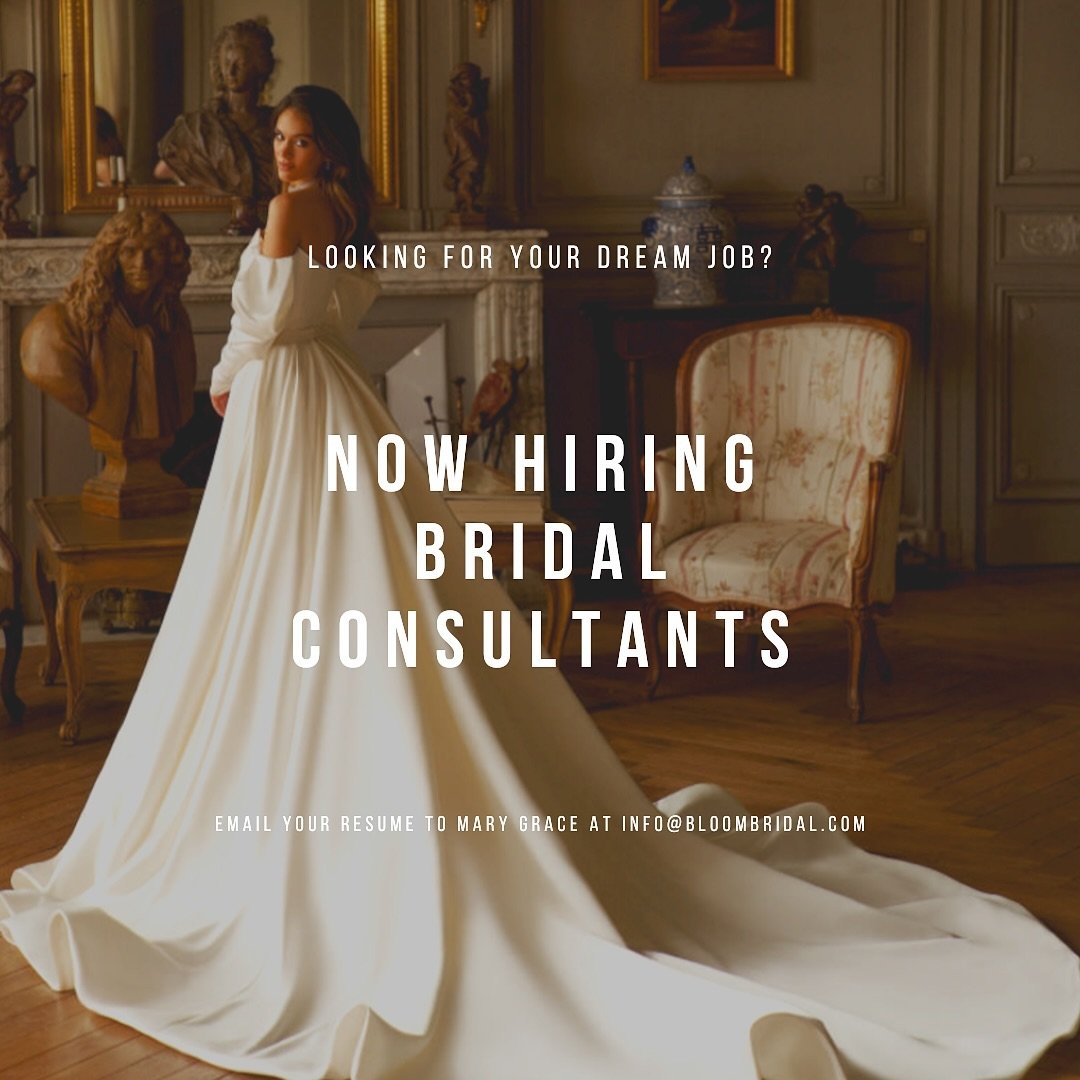 We are hiring🥳

Greenville's best new bridal shop is growing, and we're looking for a new bridal consultant to join our team!

If you want to work in a beautiful place making women feel beautiful (plus great pay and flexible hours), email us your re