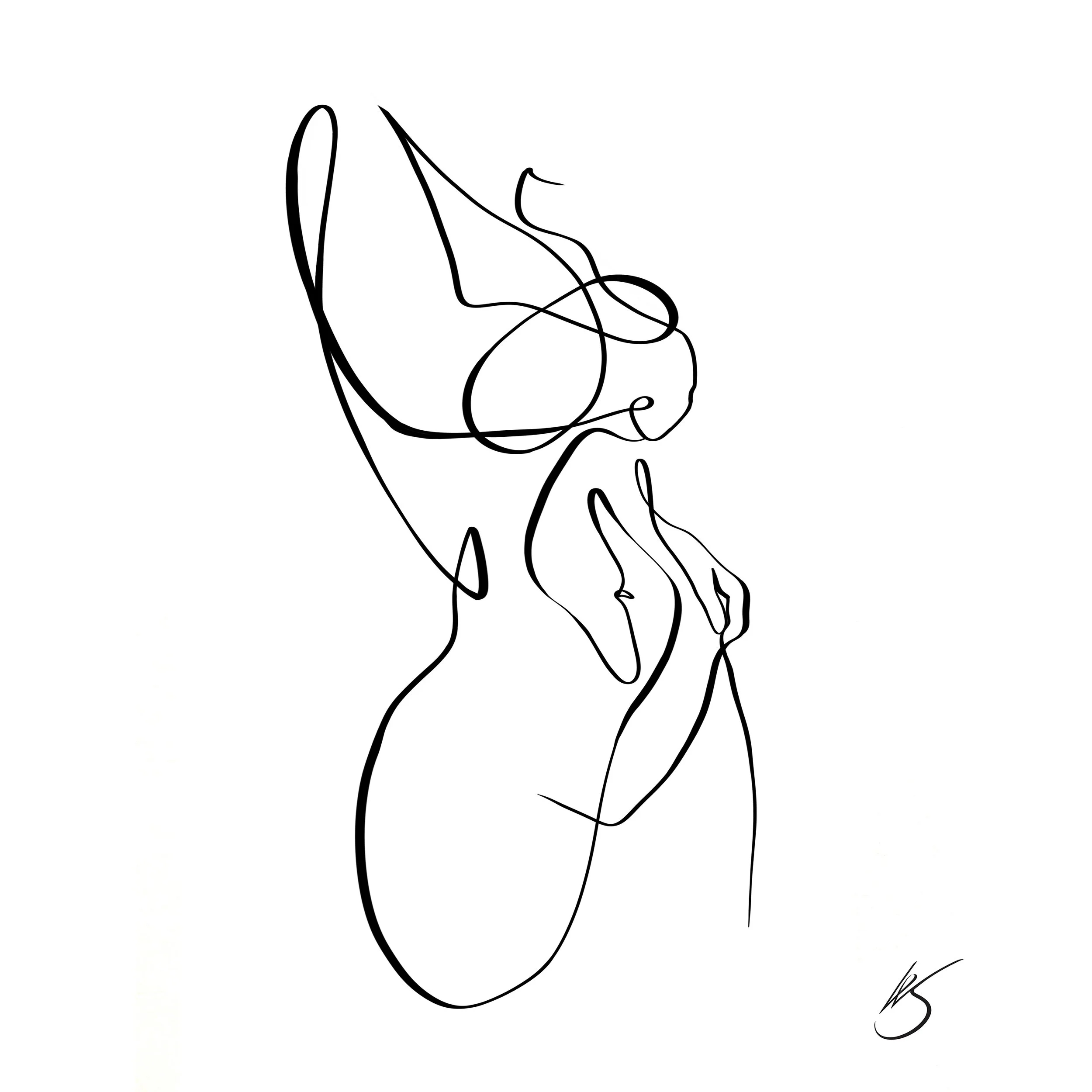 minimalistisk lineart woman body  Closure dekor.