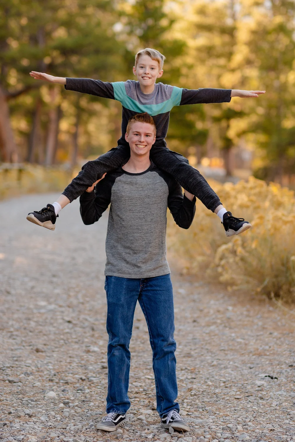 Family walking together during a Mount Charleston photo session