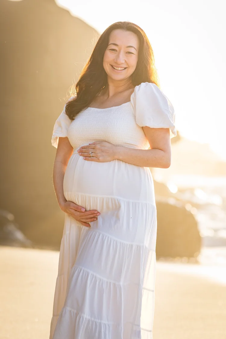 Maternity portrait on the sand at La Jolla, San Diego