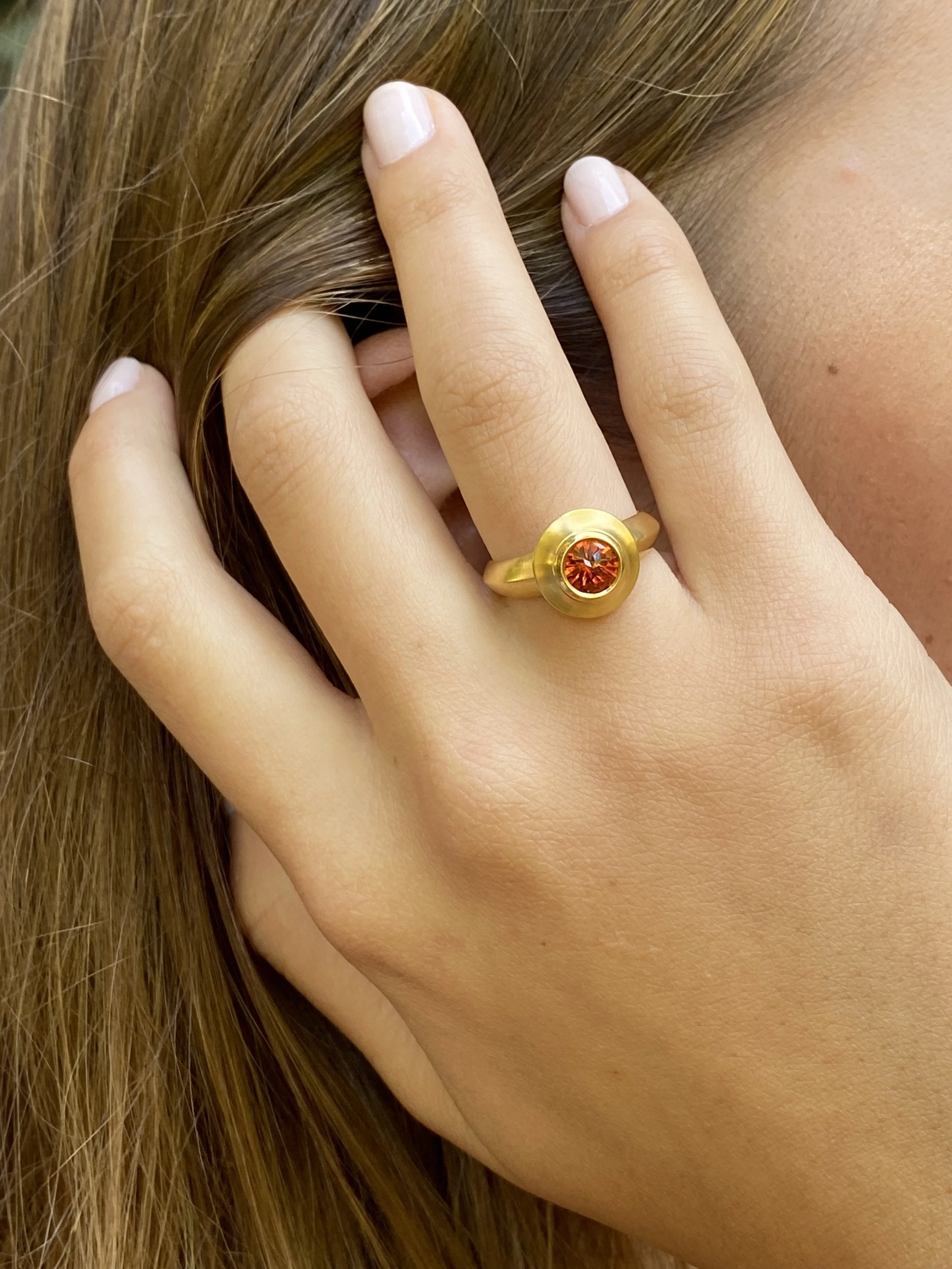 22k fairmined gold spessartine orange garnet ring handmade in USA .jpeg