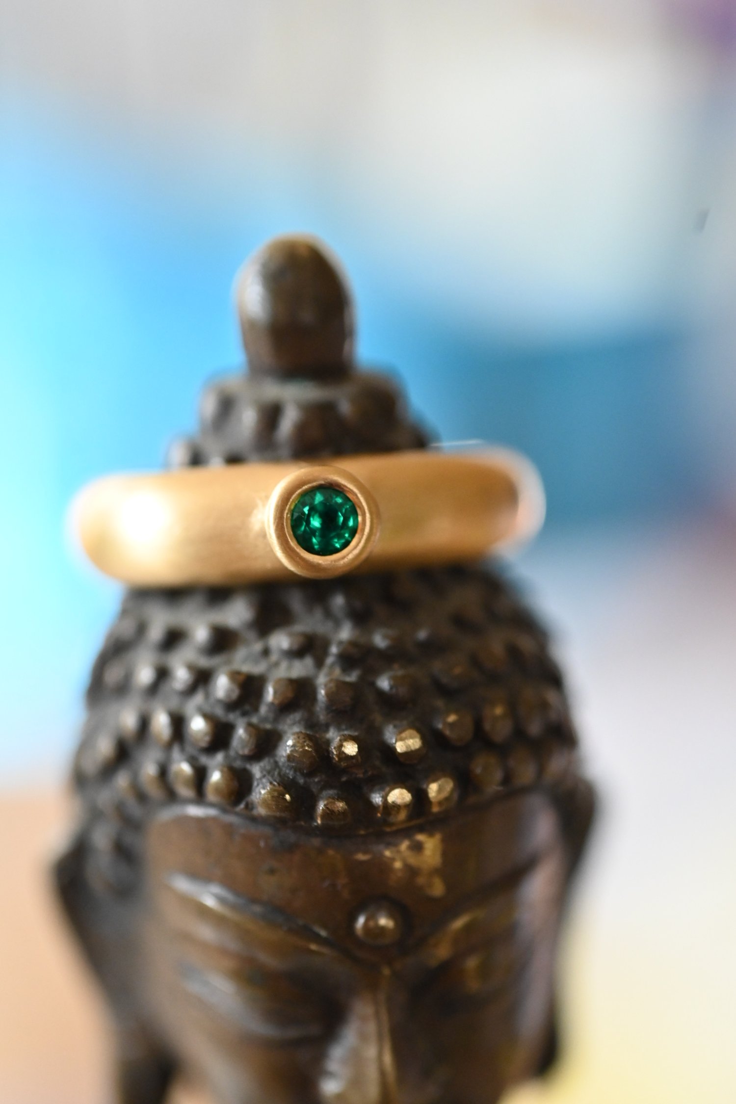 22k Low Profile Hexagonal Sapphire Ring — LFR Studios Fine 22k Low Profile Hexagonal Sapphire Ring — LFR Studios Fine