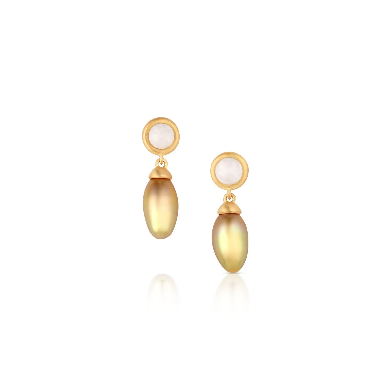 22k Fairmined Gold  Scallop Pearl and Tahitian Pearl Earrings