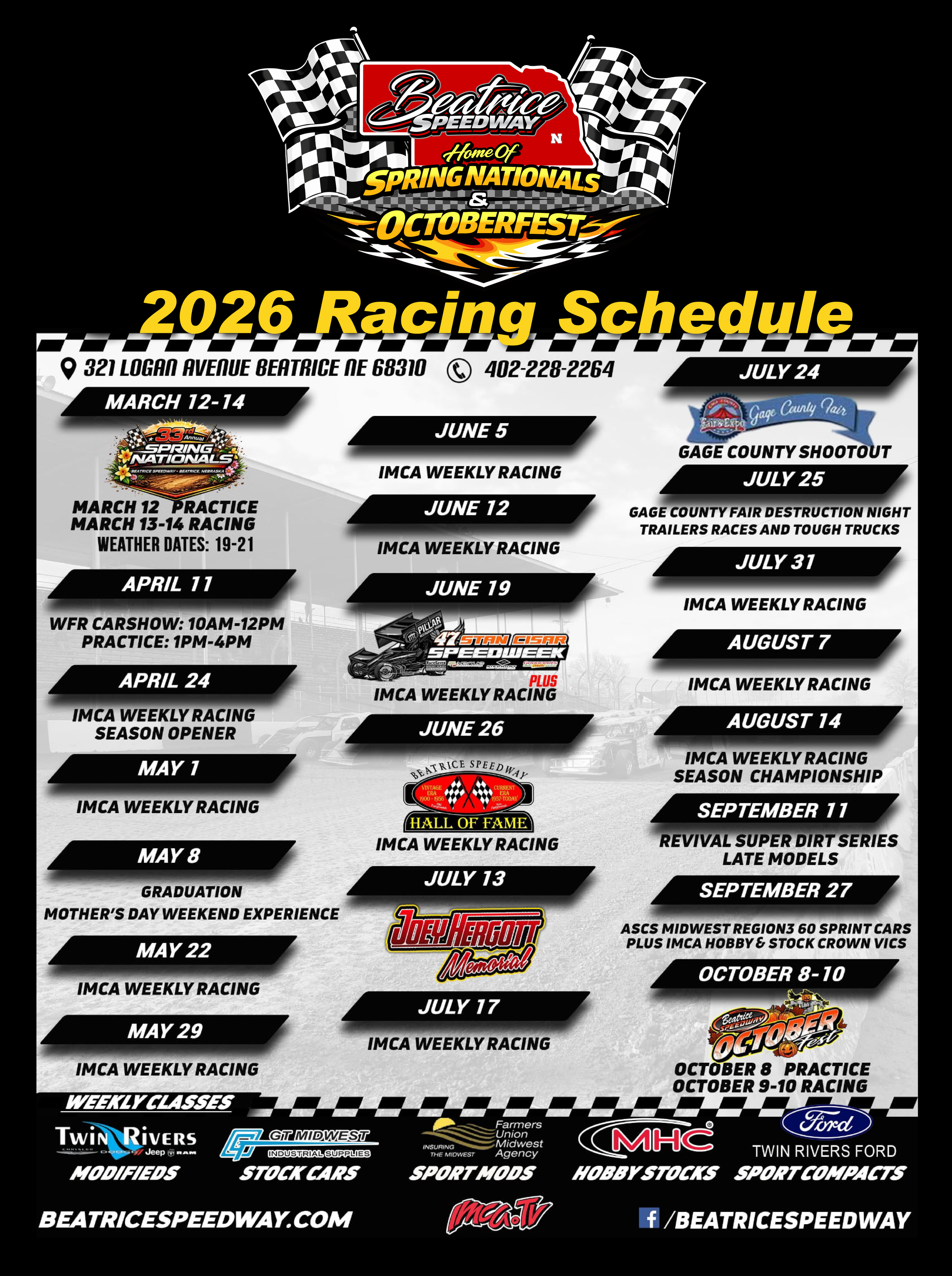 Schedule — Beatrice Speedway