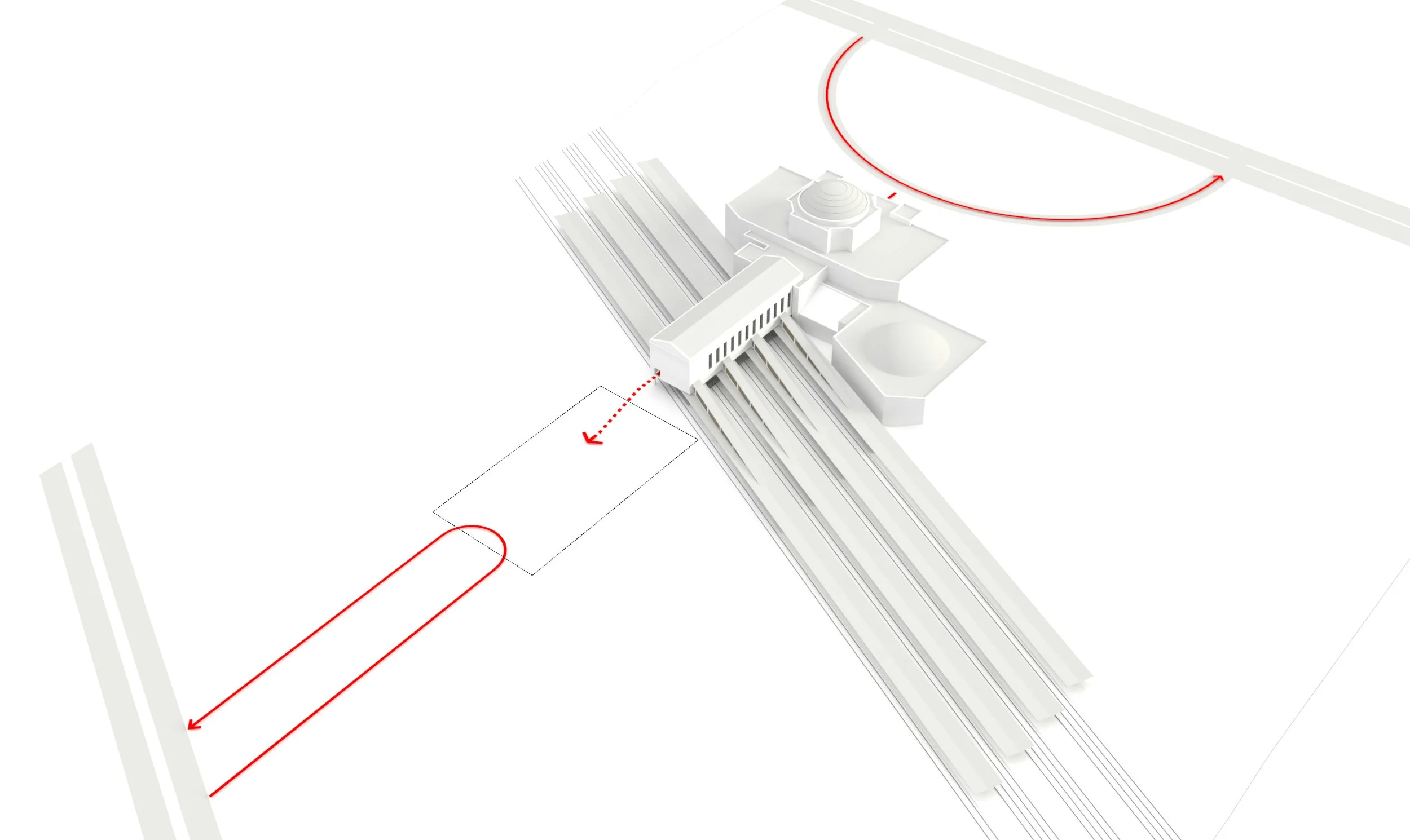 DUAL‑USE - 
The Events Center needed its own dedicated entrance and drop‑off area, separate from regular Museum operations, while still maintaining direct internal access from the Museum.

