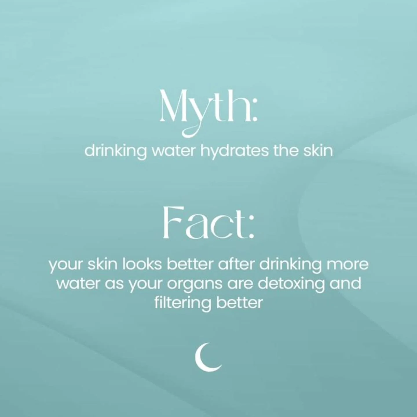 💧 MYTH: Drinking water hydrates your skin

Hydration is essential for overall health &mdash; but drinking more water does not directly hydrate the skin.

Once ingested, water supports vital organs first.

The skin, particularly the stratum corneum, 