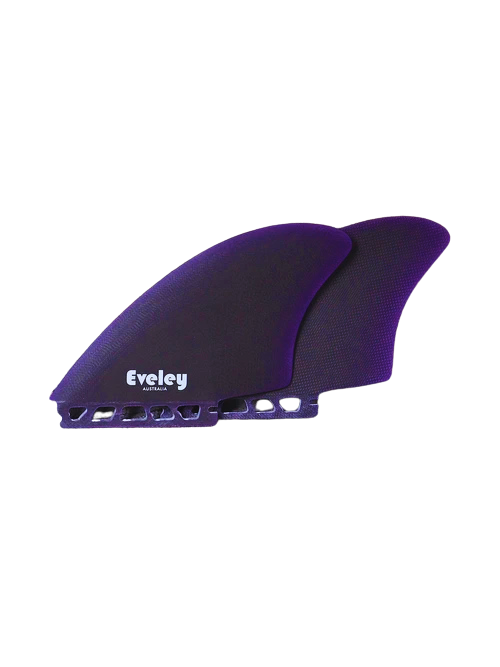 Pair of 5-inch midnight-purple Pro Glass twin keel surfboard fins by Eveley Australia