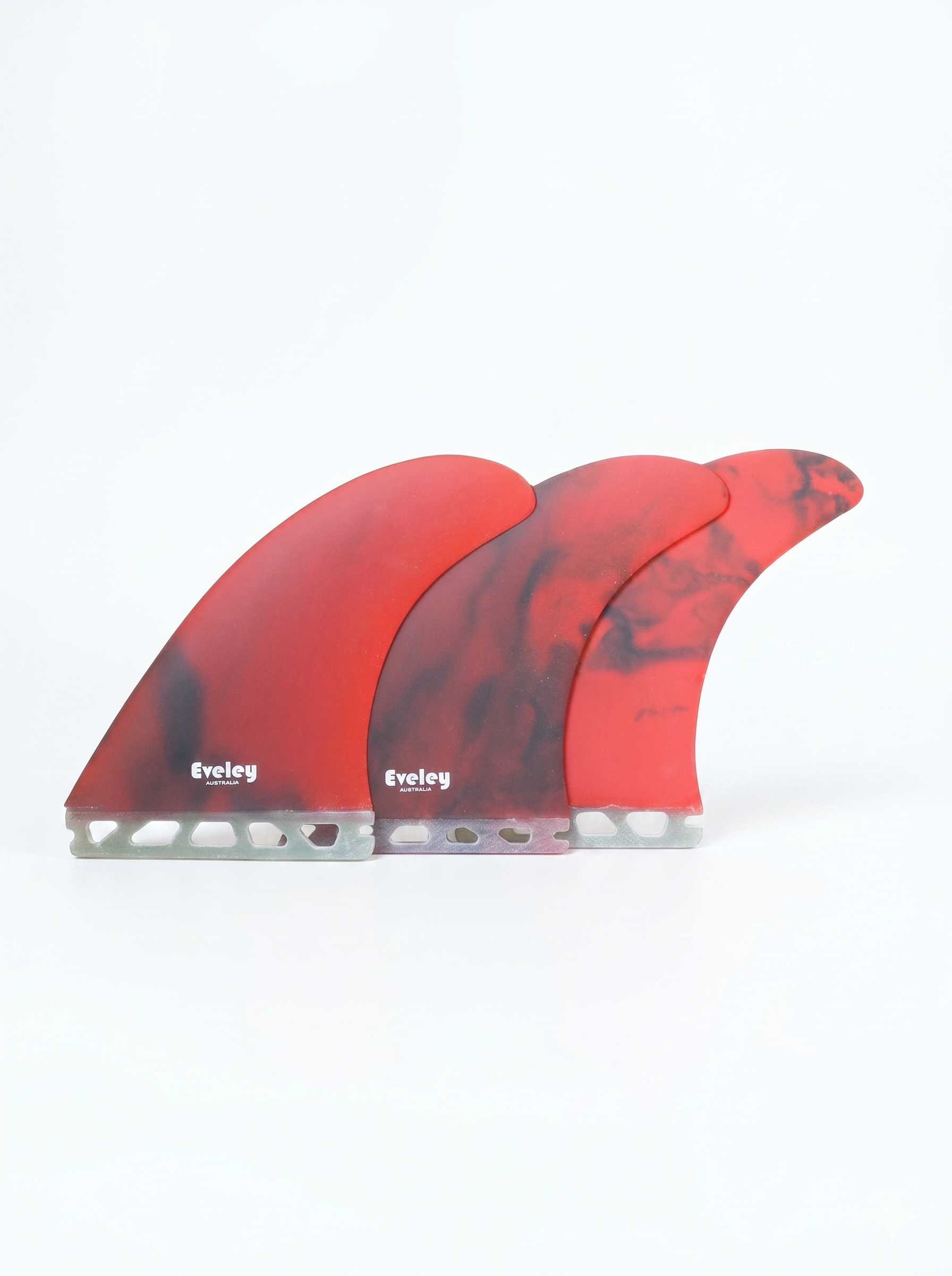5.36" Big Boy Thruster Fins – Irregular Red & Black Pro Glass | Futures Compatible (Set of Three)