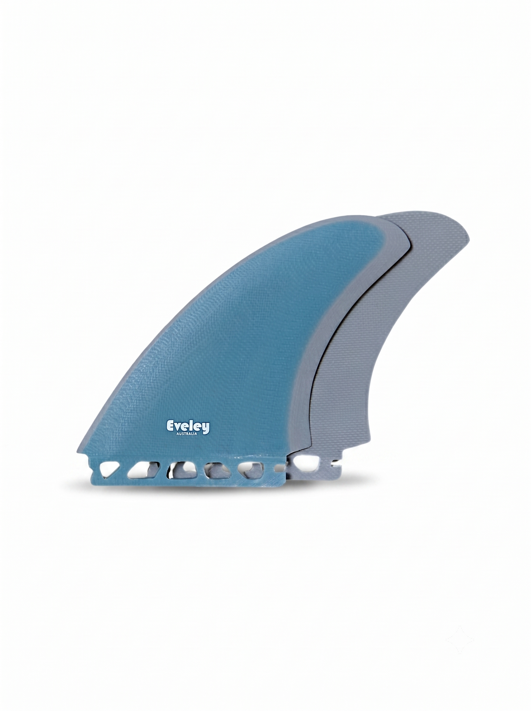 5.5" BC Twin Fins – Futures Compatible blue on grey Pro Glass (2 fins)