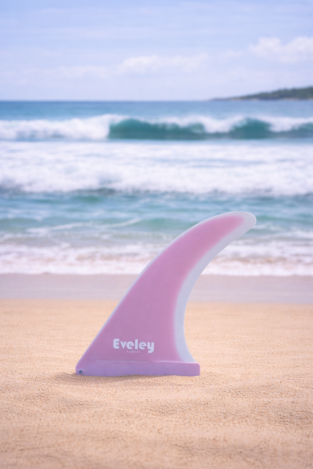 11" International 4A Center Fin – Pink on White Pro Glass | Premium Surfboard Fins for Stability, Drive & Classic Flow on the beach