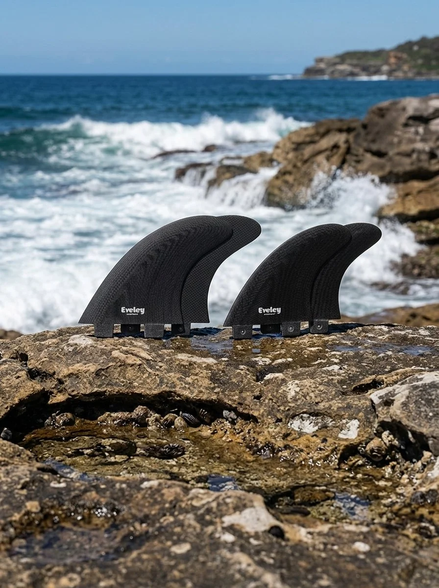 4.5" / 4" F6 Quad Fins – Black Pro Glass | FCS Compatible (4 Fins)