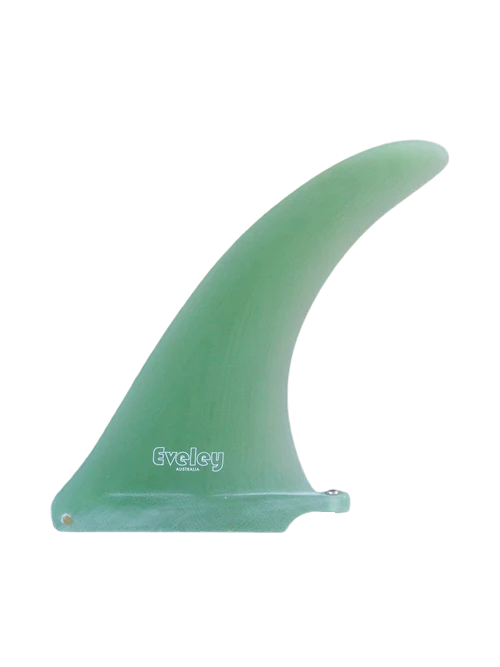 A sea mist Pro Glass surfboard center fin by Eveley Surf Fins
