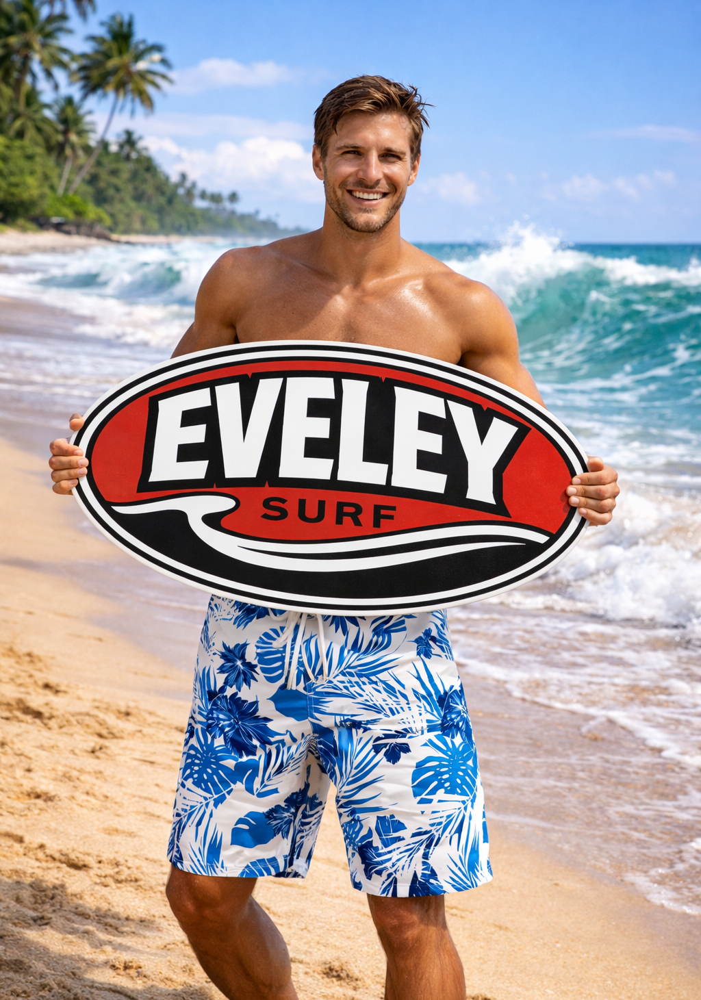 Eveley Surf logo held by surfer wearing Eveley shorts.png