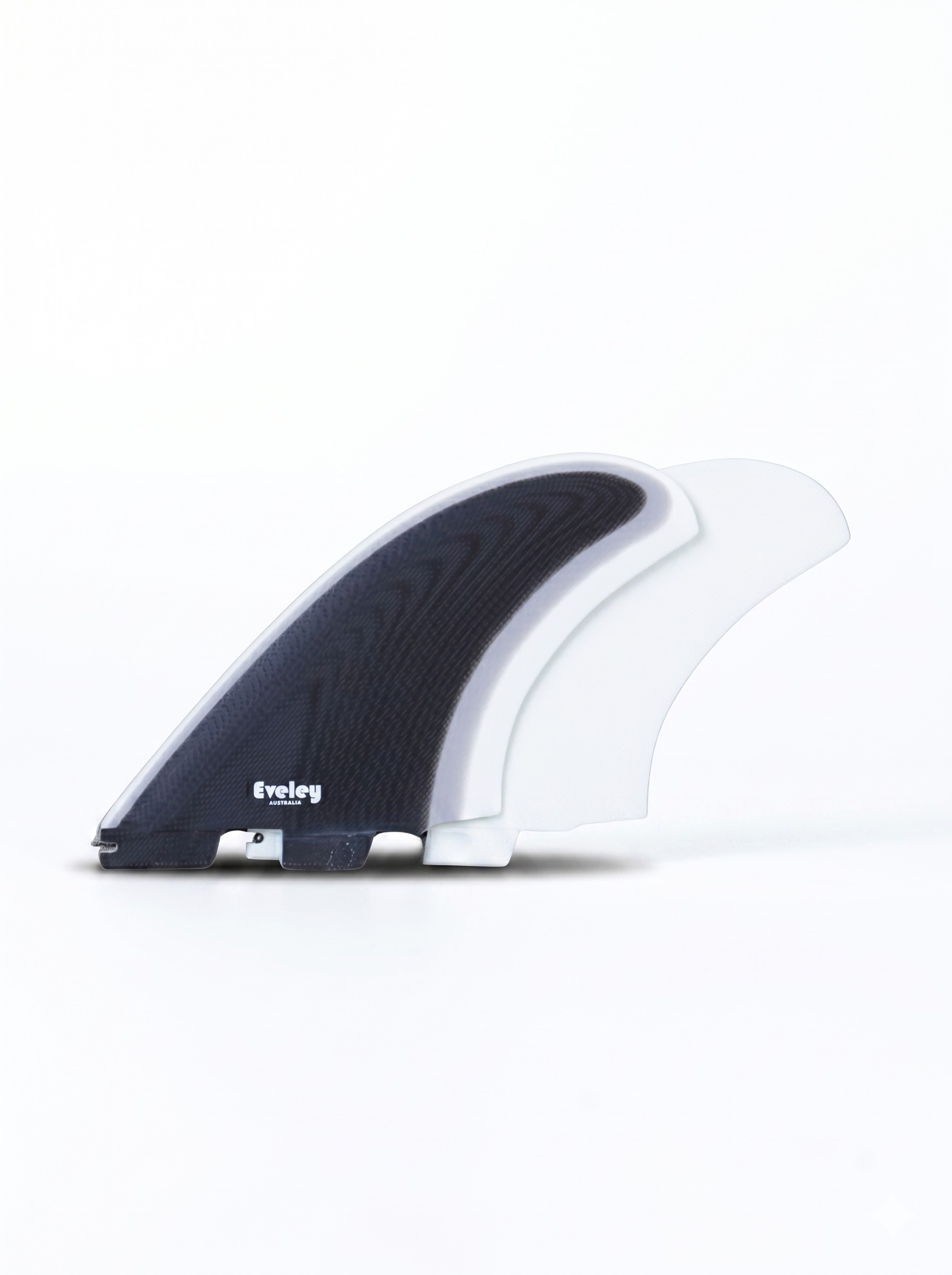 5.4" Xtra Power Twin Fins - FCSII Compatible Black on Ash on White Pro Glass. (2 fins)