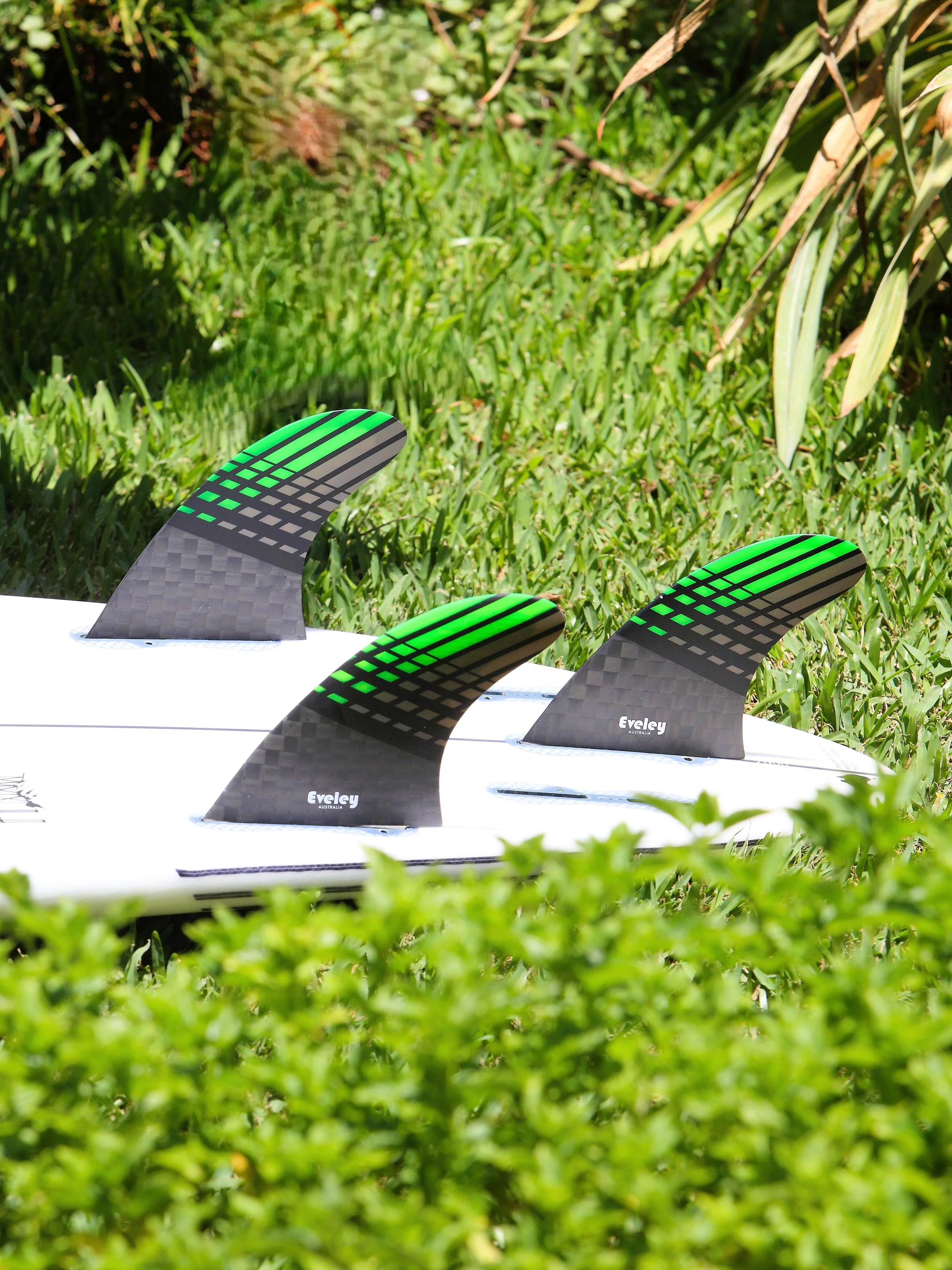 Carbon fiber TekFlex thruster fins green FCS II set of three